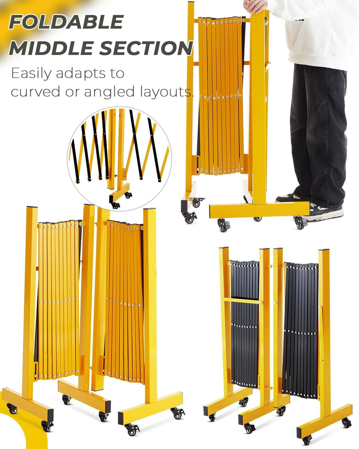 8-23FT Outdoor Traffic Barricade Gate Metal Expandable Folding Safety Barrier