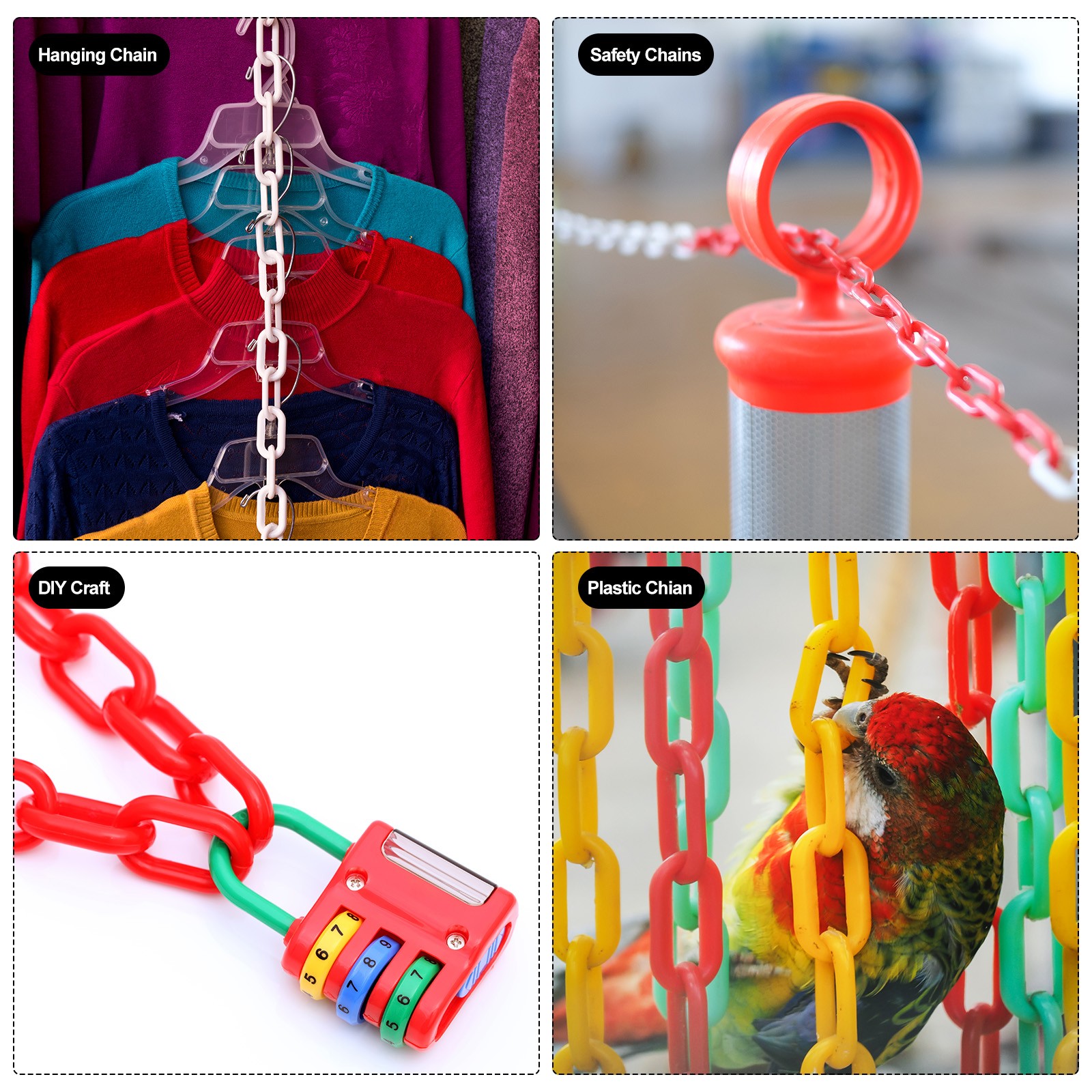 Plastic Chain Links, 197 Foot Safety Chains, Red and White Plastic Chains