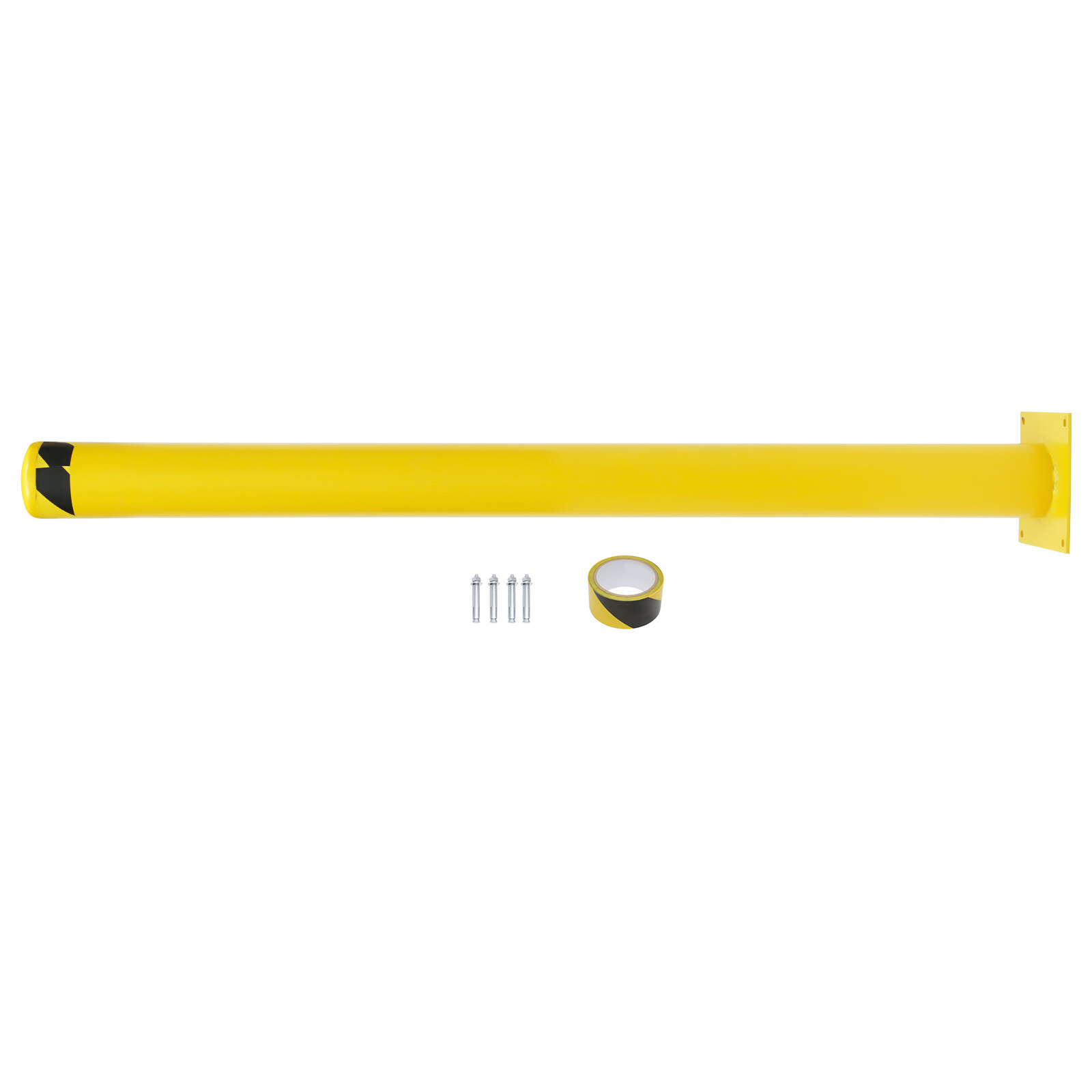 60 H 4.5 D Safety Bollard Post Yellow Powder Coat Pipe Steel Barrier W/4 Bolt