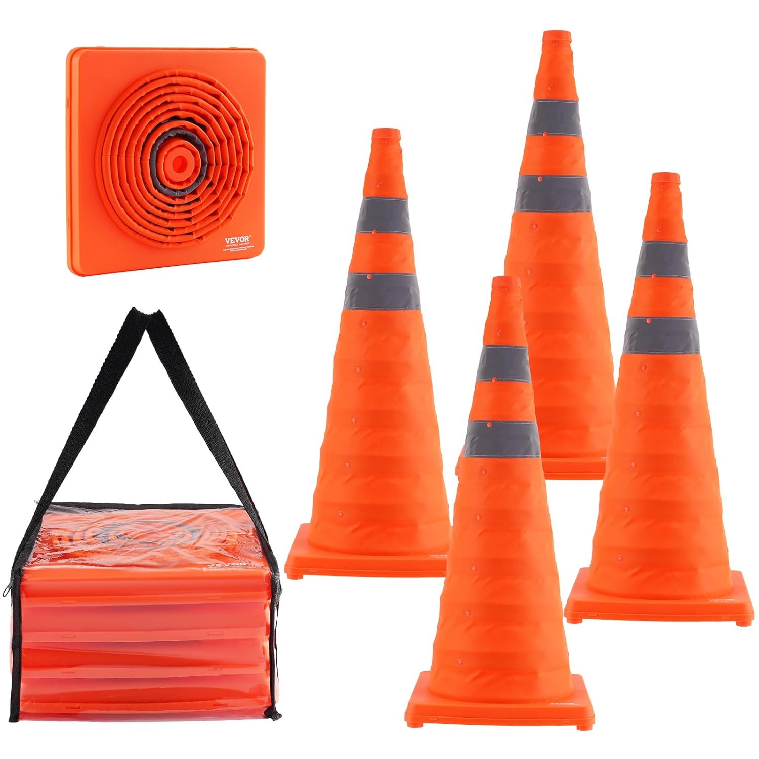 4 Pack 28 inch Collapsible Safety Traffic Cones for Traffic Control,Parking Lots
