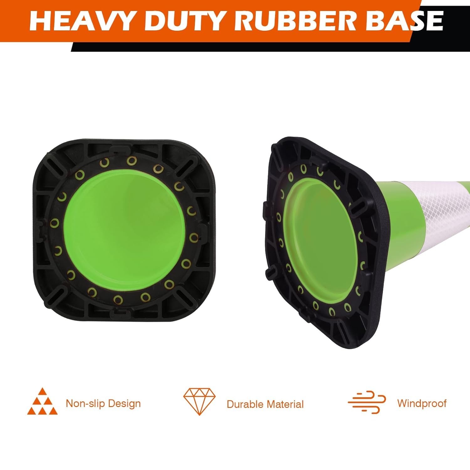 8Pack 12inch PVC Green Traffic Safety Cones with Reflective Collars for Parking