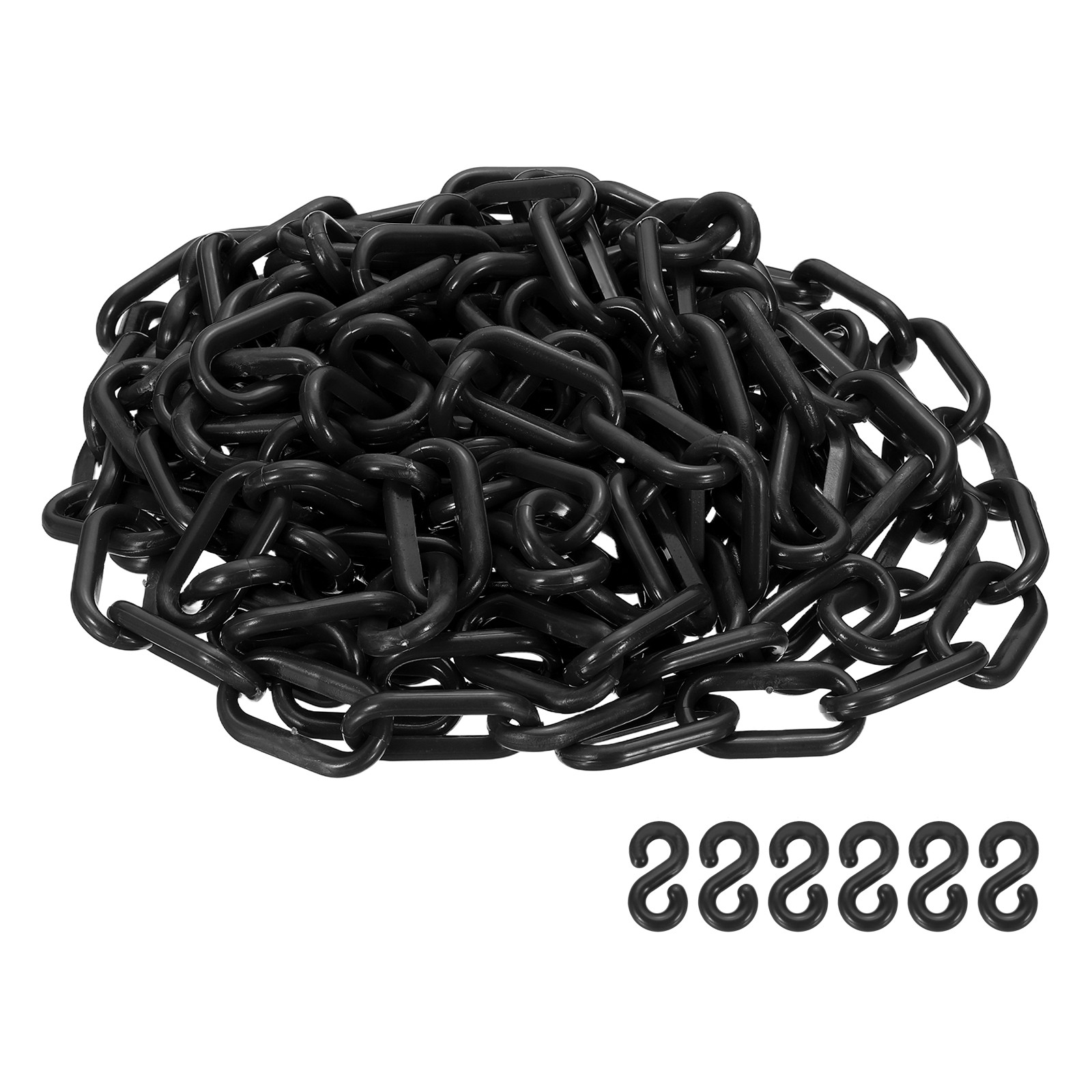 Barrier Chain, (16.4ft 0.7″ Dia., Black), Plastic Safety Chain Links W S Hooks