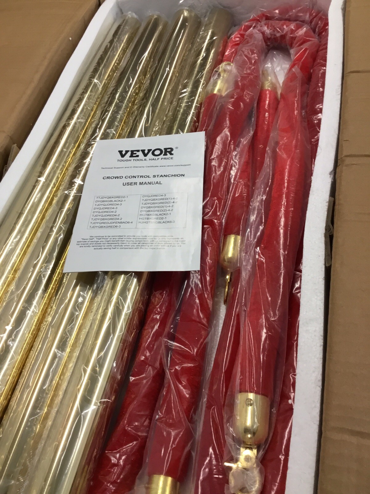 VEVOR 4 Crowd Control Stanchion Posts with 3 Velvet Ropes NEW (Packing Damage)