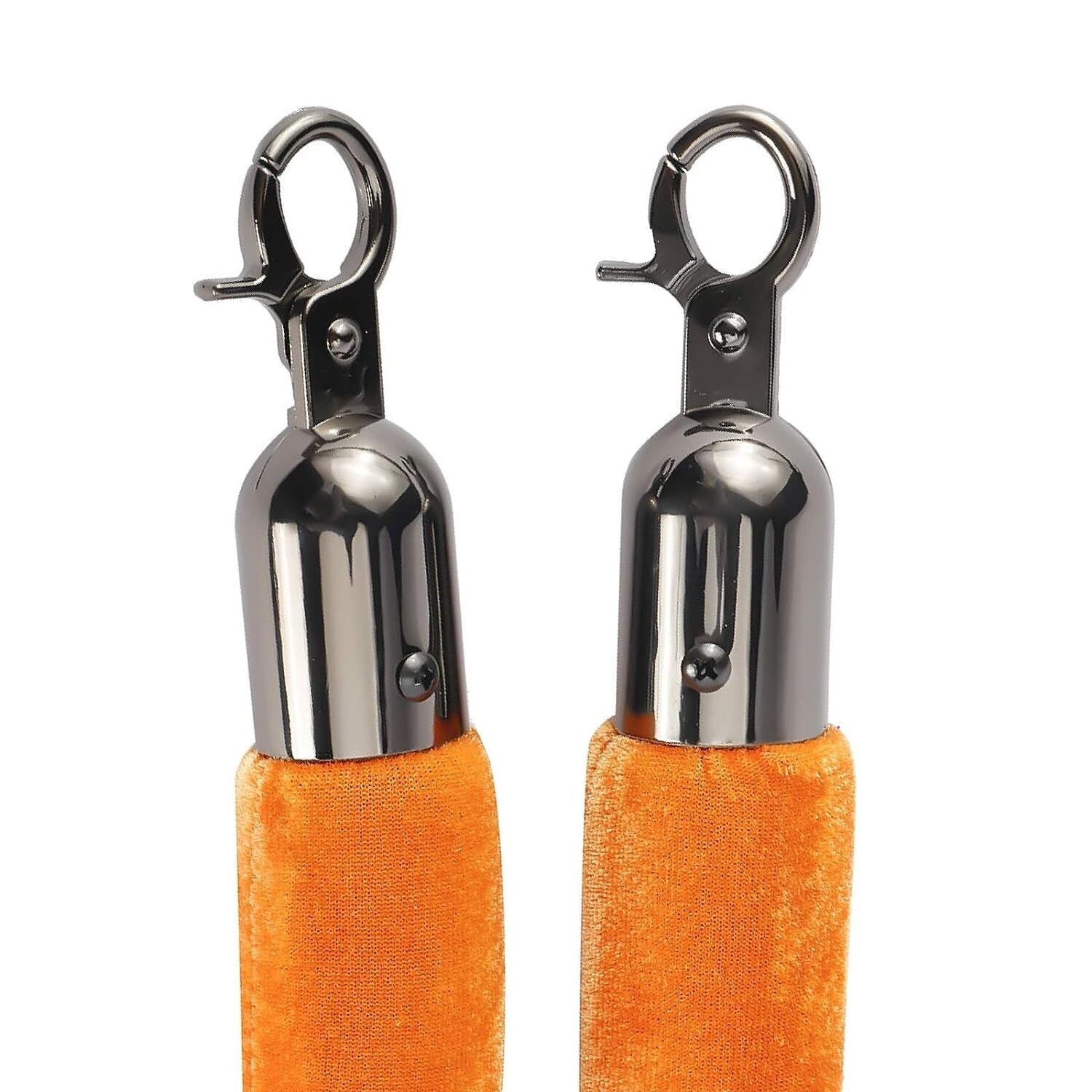 NovelBee 4pcs Orange Velvet Stanchion Ropes with Black Hooks,10 Feet Stanchion Q