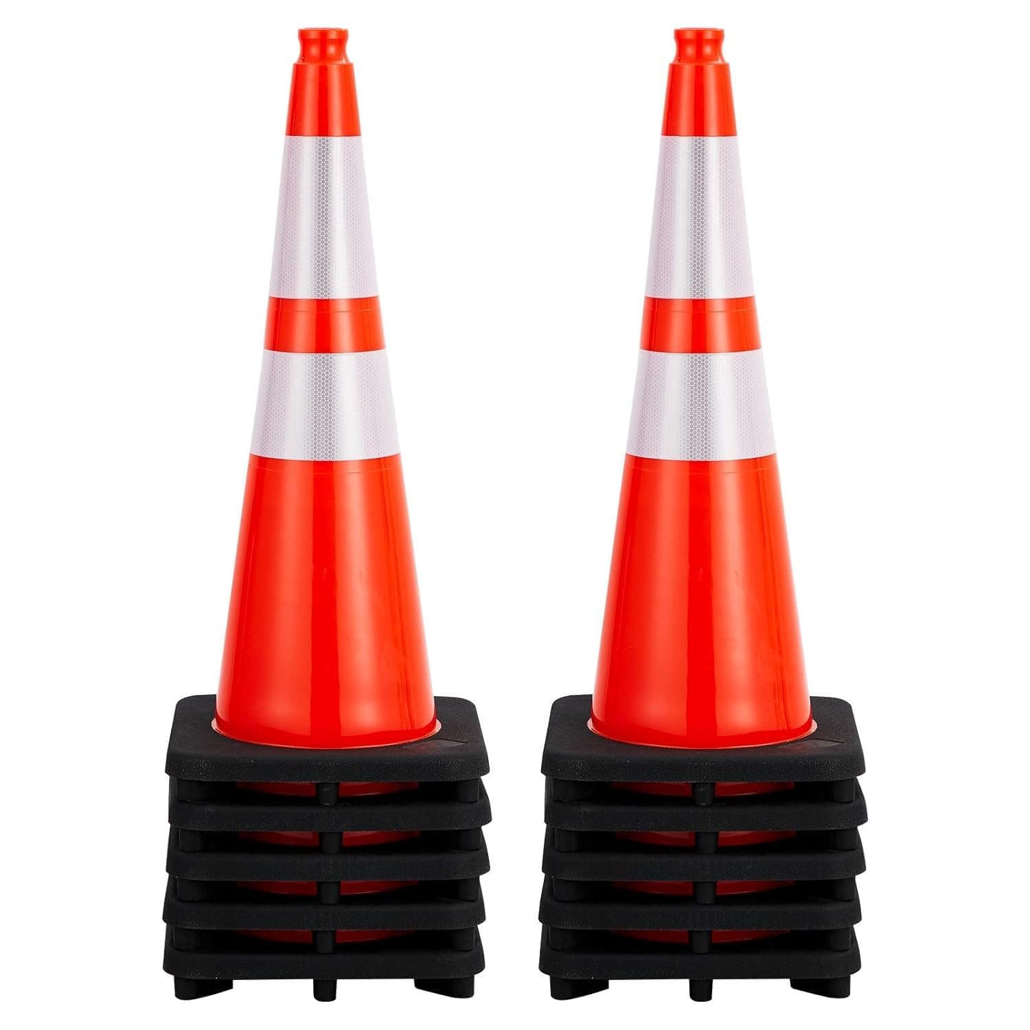 28 Inch Safety Cones Traffic Cones PVC Safety Cones with 2 Reflective Collars