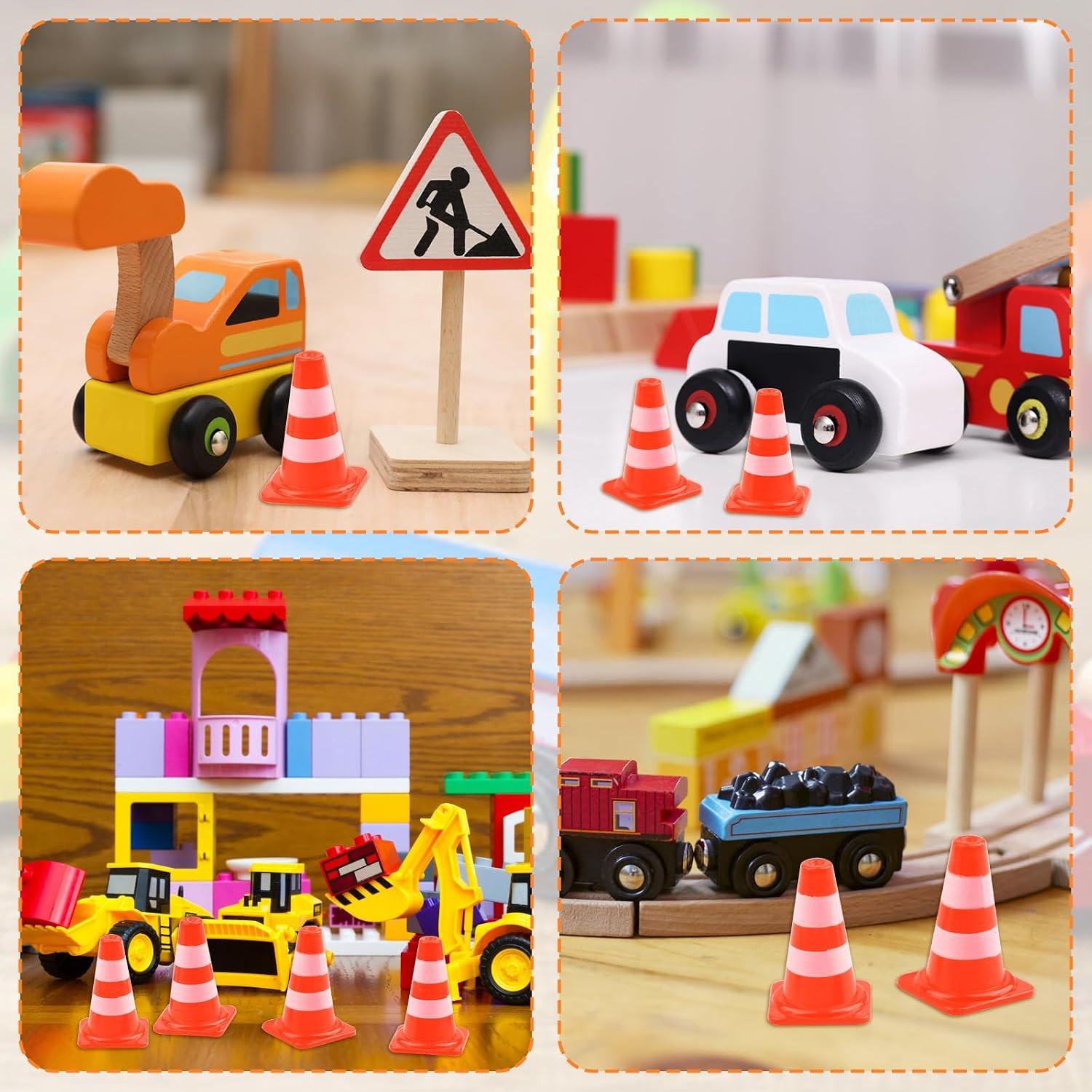 30Pcs Mini Traffic Cones, Plastic Miniature Road Safety Cones Training Small Spo