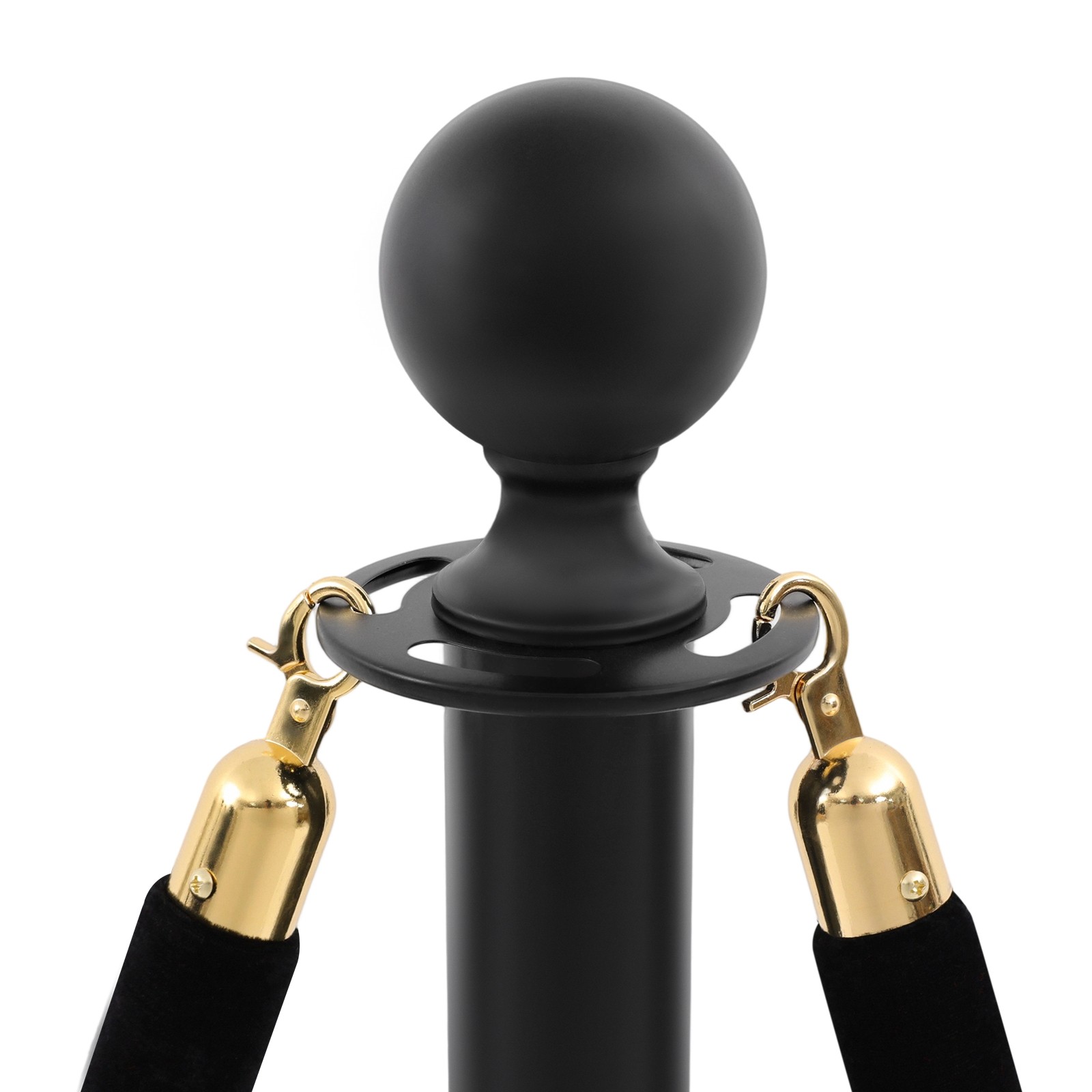 6-Piece Black Stanchion Set 95cm Posts With 4×1.5m Velvet Ropes 201 Stainless