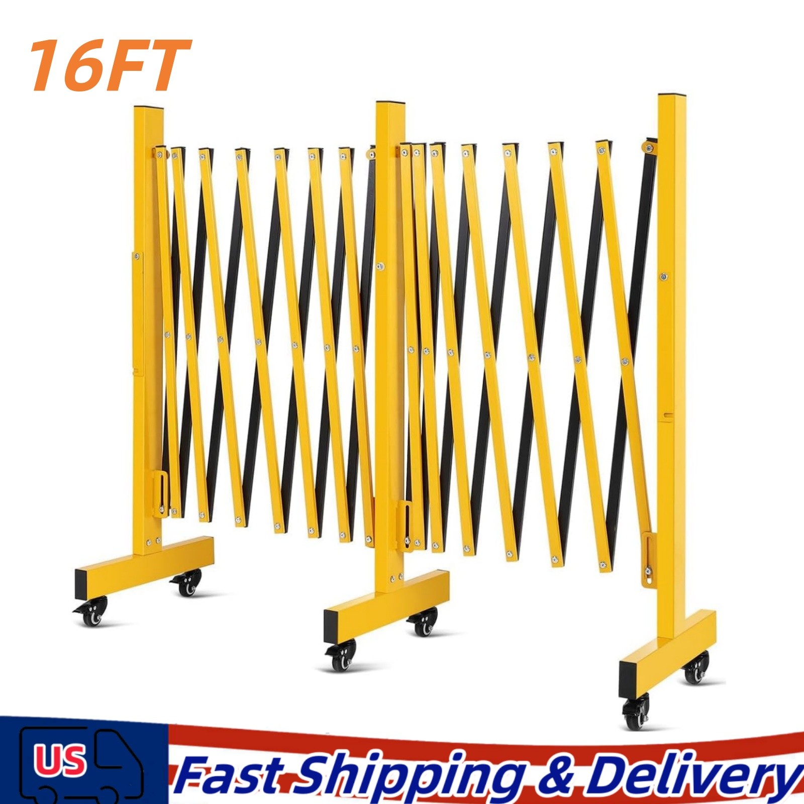 Metal Expandable Barricade Gate 16FT Folding Security Retractable Driveway Gate