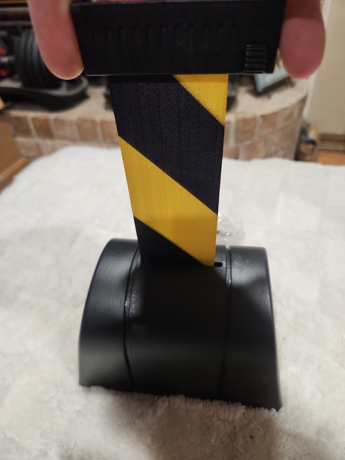 15ft Retractable Wall Mount Barrier Belt Queue Ribbon Post Strap Rope Yellow