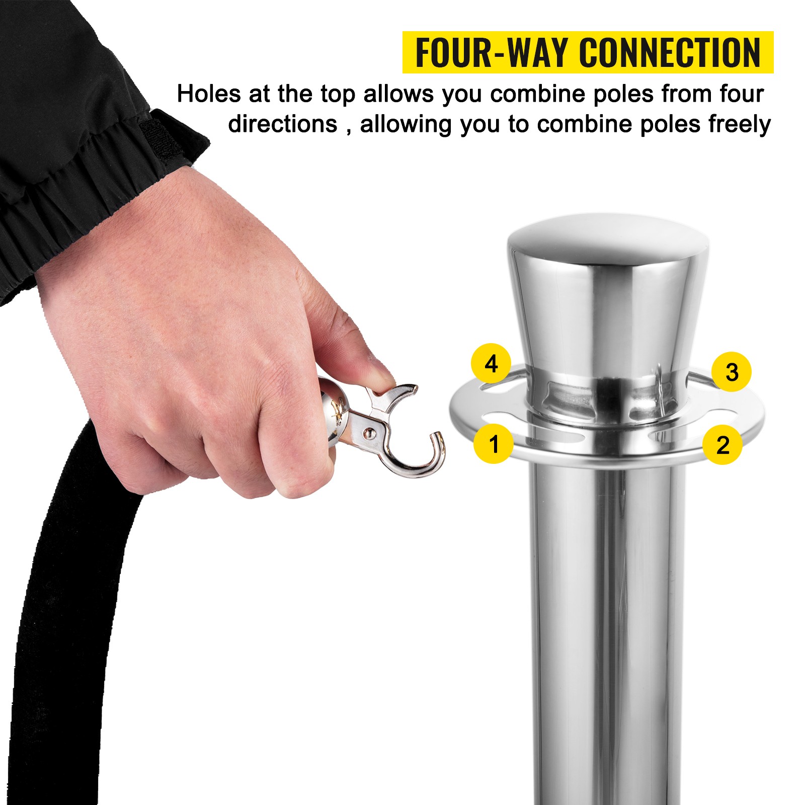 Crowd Control Stanchion Stanchion Set 2 Pieces Set with Black Velvet Rope