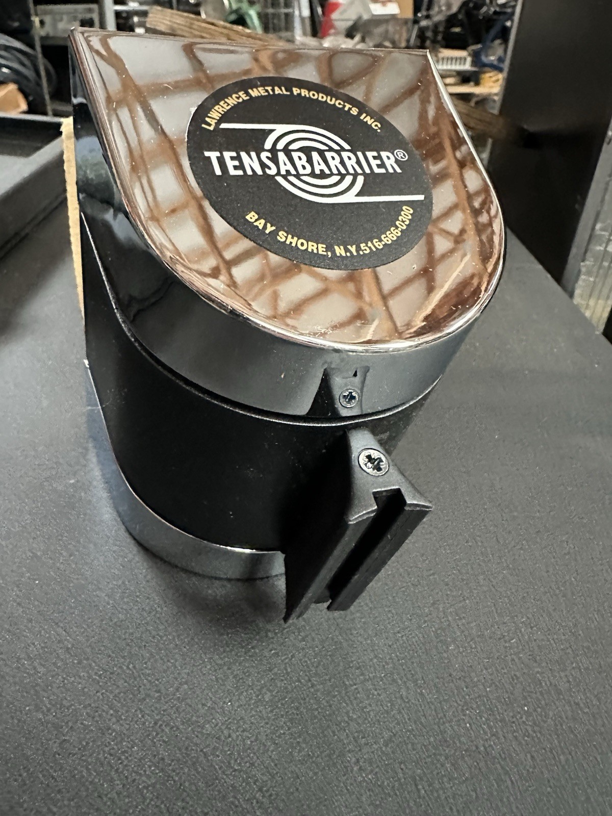 2x Tensabarrier Wall Mount Black 15′ Retractable Belt Barrier. New.