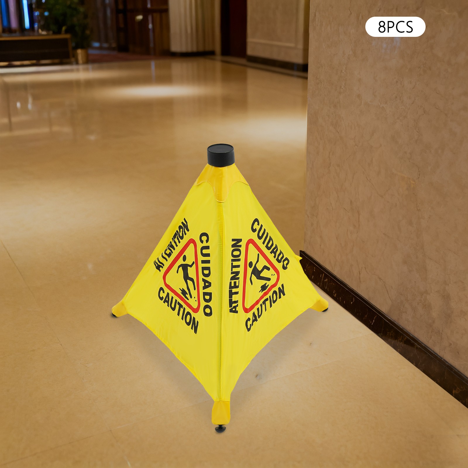 8Pcs Wet Floor Sign Foldable A Frame Caution Floor Sign Plastic Indoor Outdoor