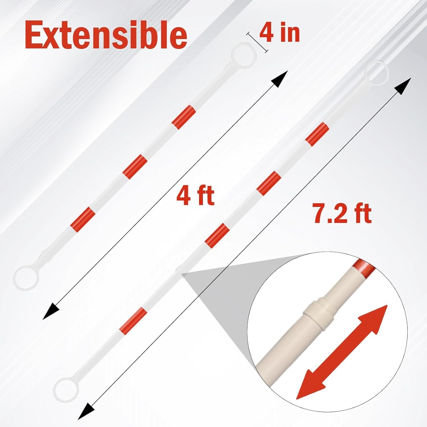 6 Pcs Retractable Traffic Cone Bar, Lightweight Cone Bars, Length from 4ft to 7.