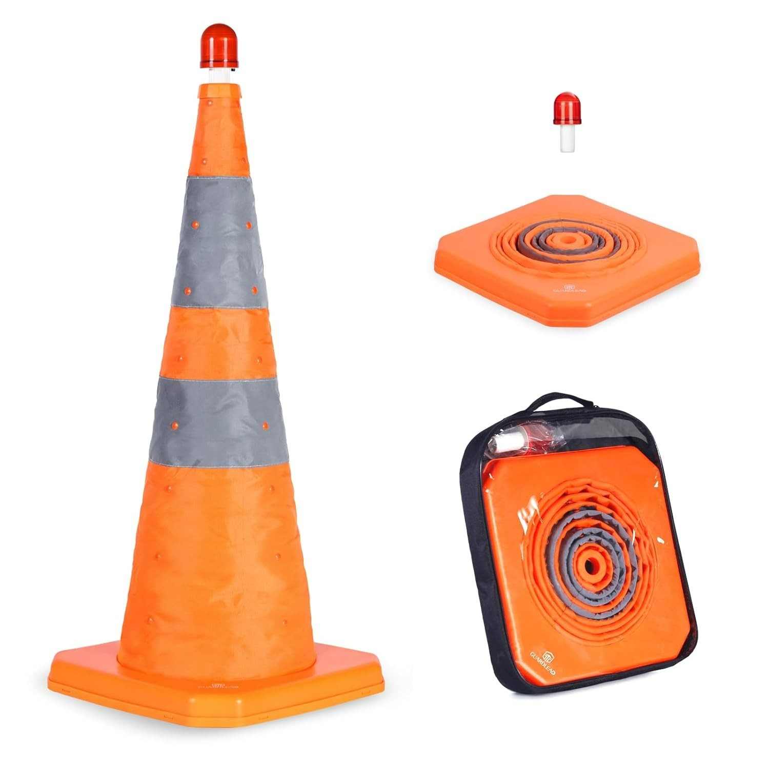 28 inch Collapsible Traffic Cone with LED Light, Safety Cones with Reflective…