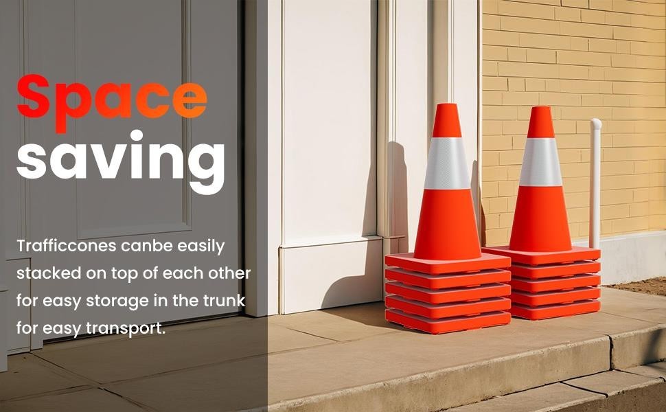 18″ 20Pcs Traffic Cones w/ Reflective Collars Hazard Construction Cones