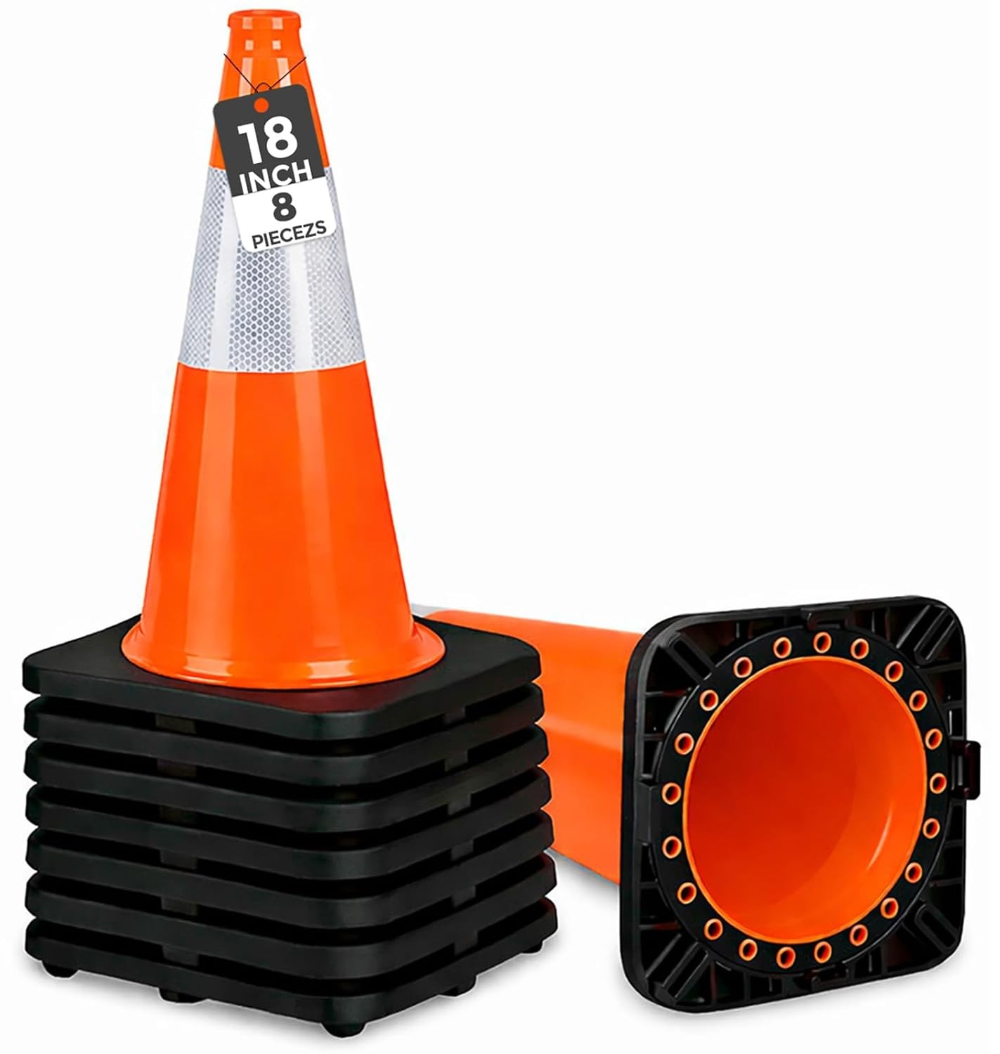8 Pack 28” inch Traffic Safety Cones Orange Road Parking Cones Heavy Duty