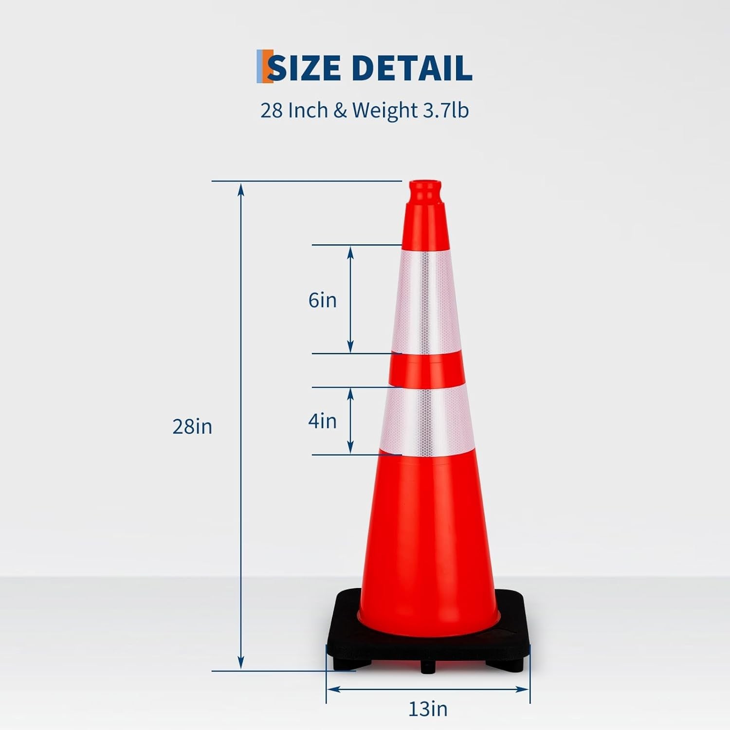 28 Inch Safety Cones Traffic Cones PVC Safety Cones with 2 Reflective Collars