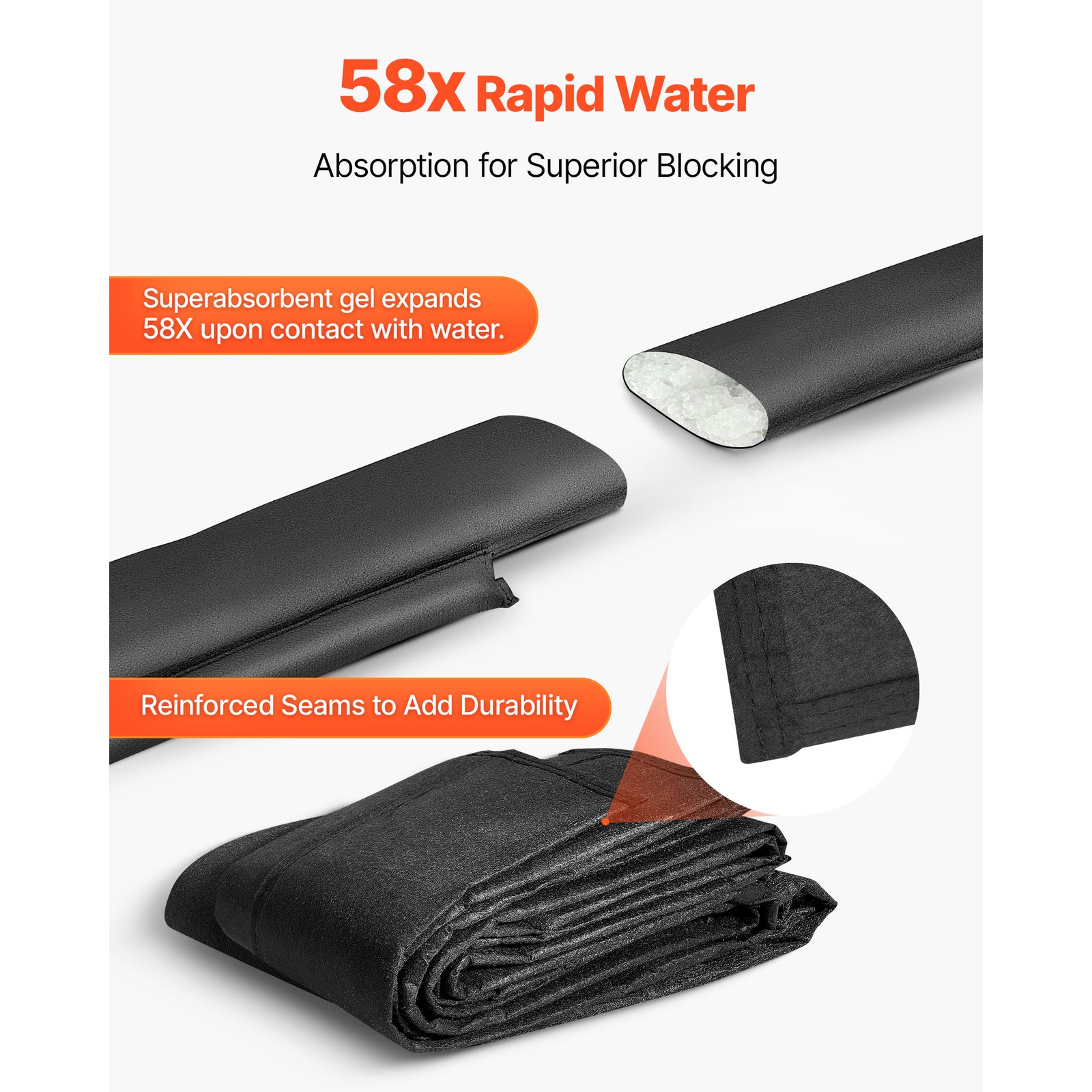 Uimoso Flood Barrier 1.6 x 1.4 ft Reusable Flood Bags Activated by Water 8 Pack