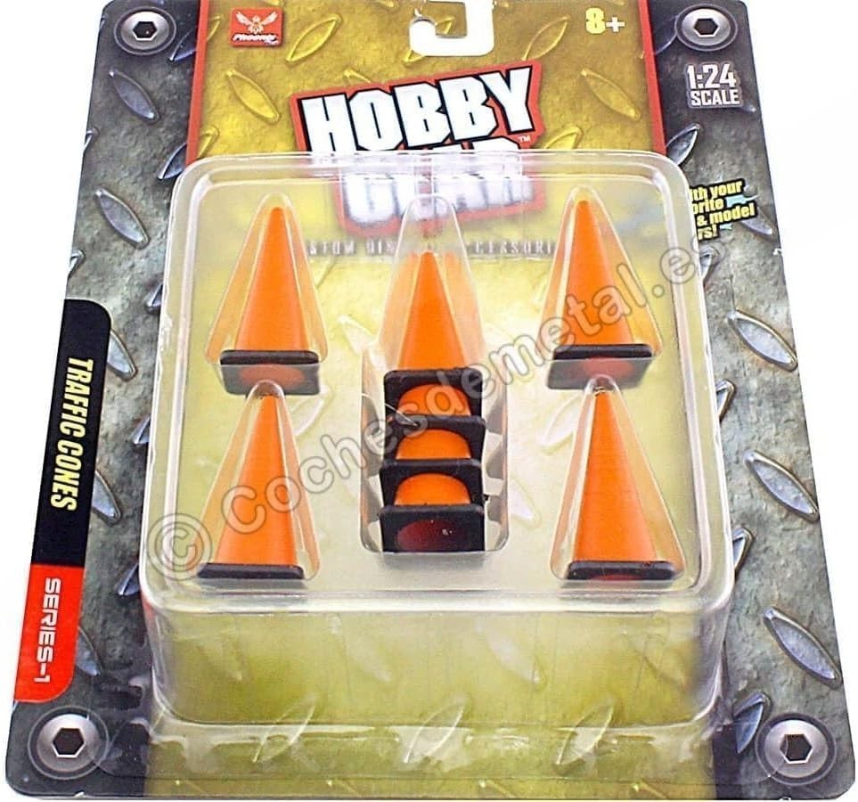 Hobby Gear 8-Pack 1:24 Scale Bright Orange Traffic Cones for Diorama Perfection