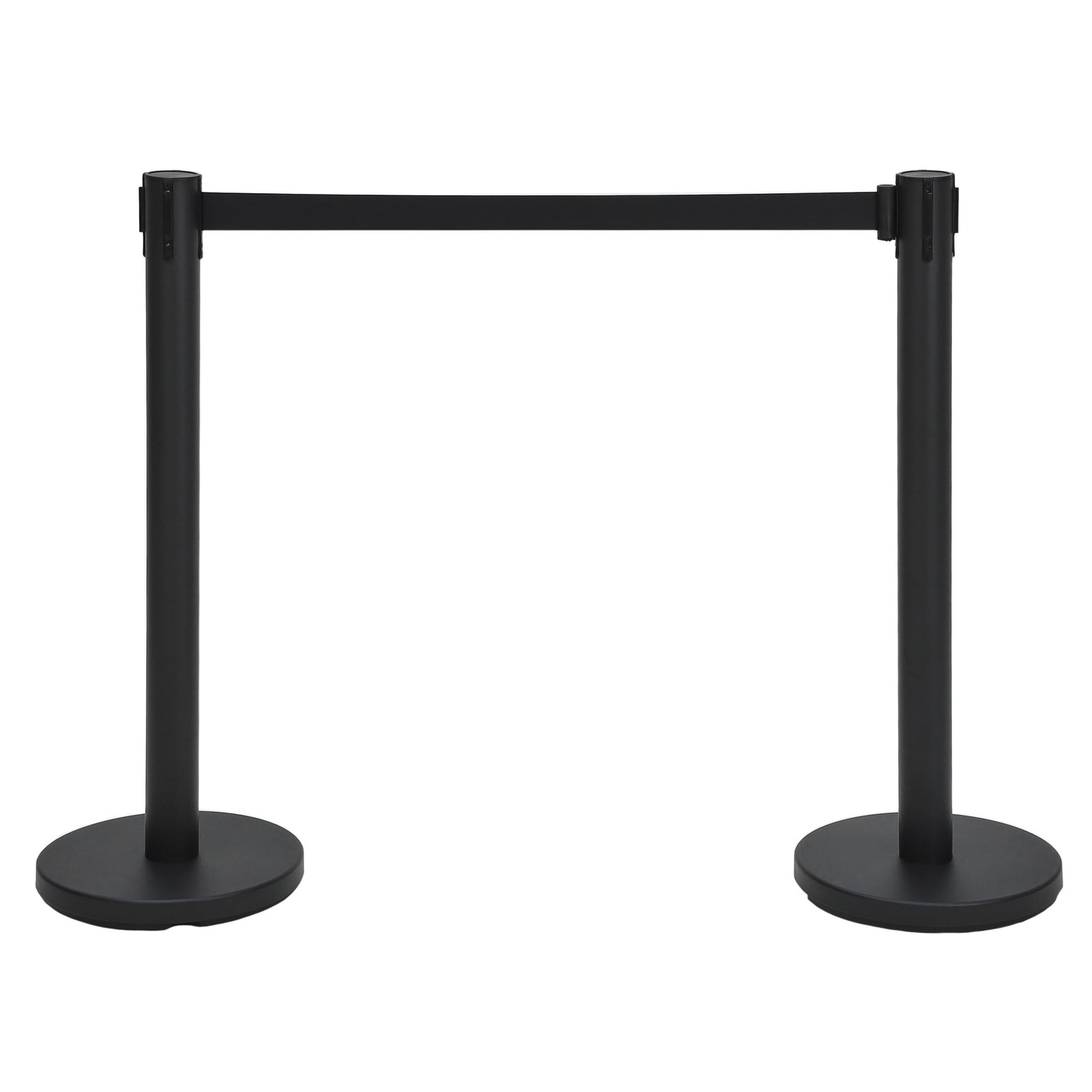 Crowd Control Set, 2 Pack Black Stanchions with 6.6Ft Sturdy Retractab Stanchion