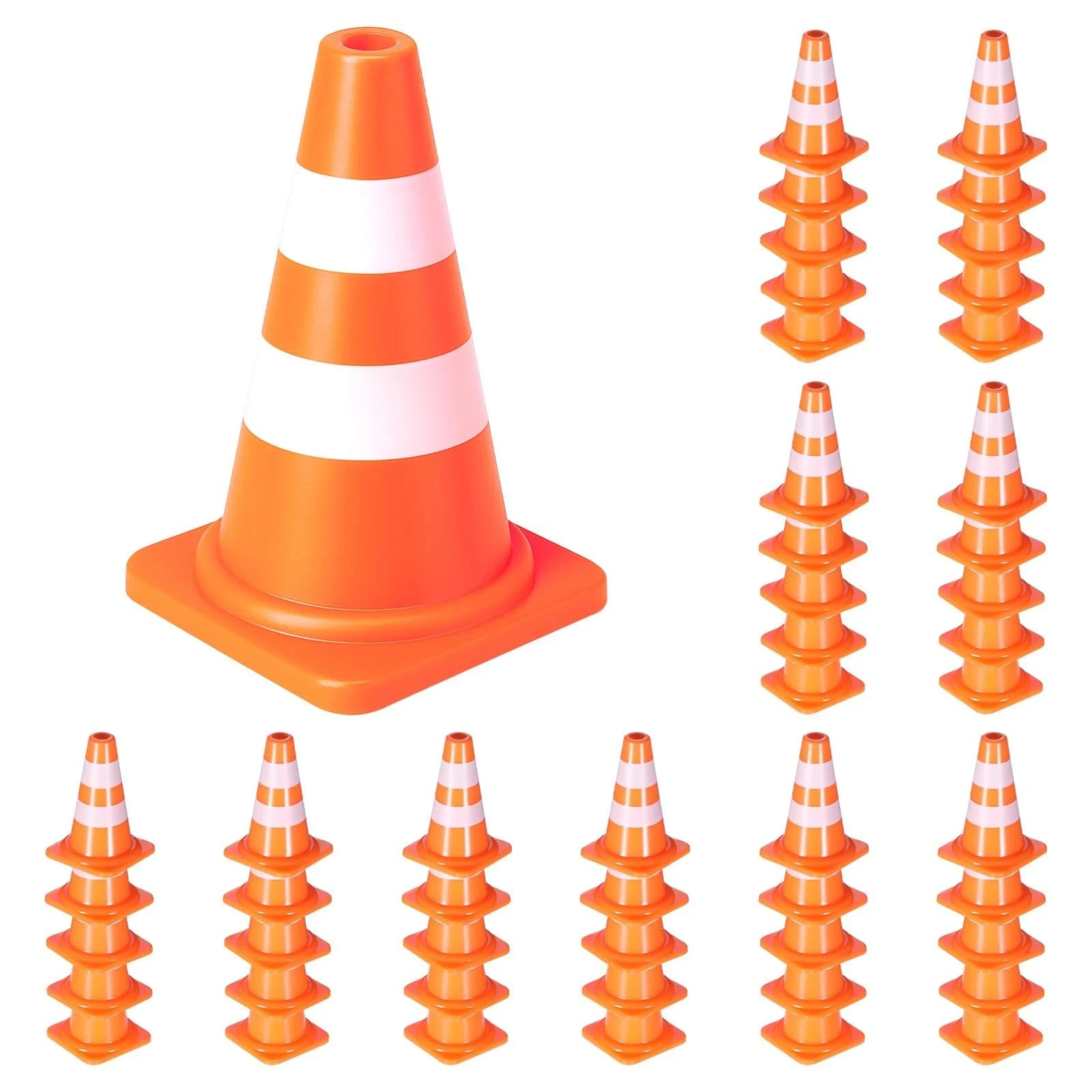 50 Pack Mini Traffic Cones 1″ ABS Plastic Orange Road Safety Sign Kids Micro Toy