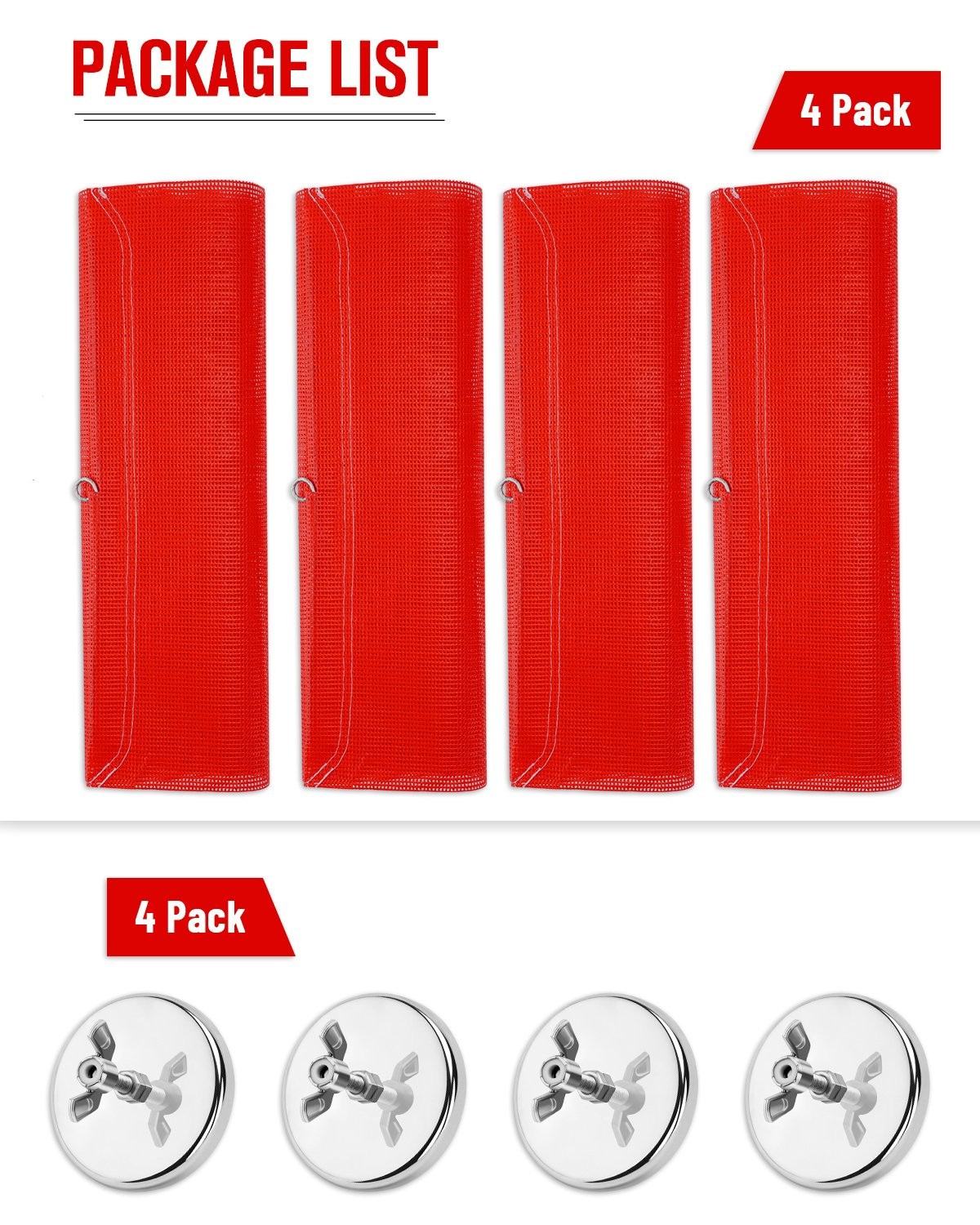 (4 Pack) Oversize Load Traffic Safety Flags Warning Signs 18 x 18 Inch For Truck
