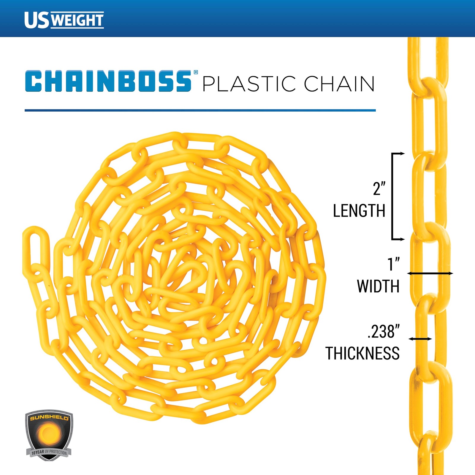 10 Feet Yellow Safety Supply Durable Plastic Chain UV Resistant High Quality