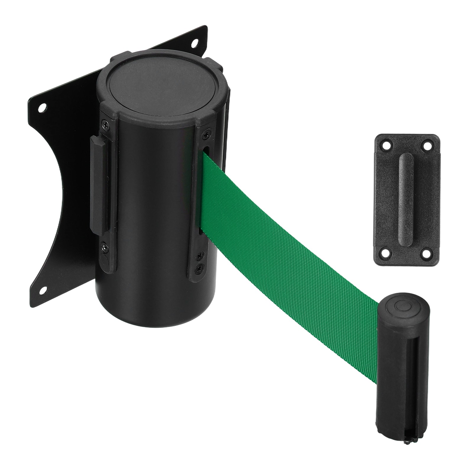 Fixed Wall Mount Retractable Belt Barriers (10 Feet, Green) (1 Pcs)