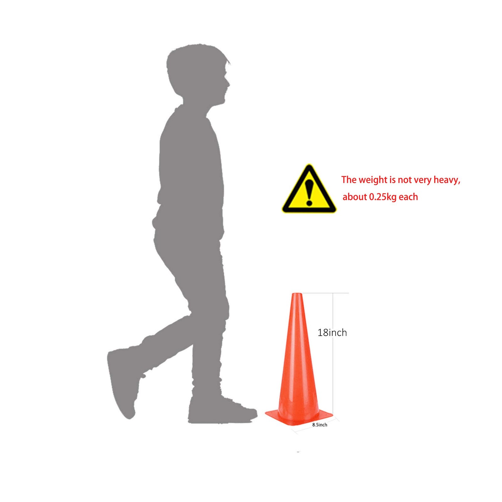 New 5 Pack 18 inch Traffic Cones, Safety Road Parking Cones,Agility Field Marker