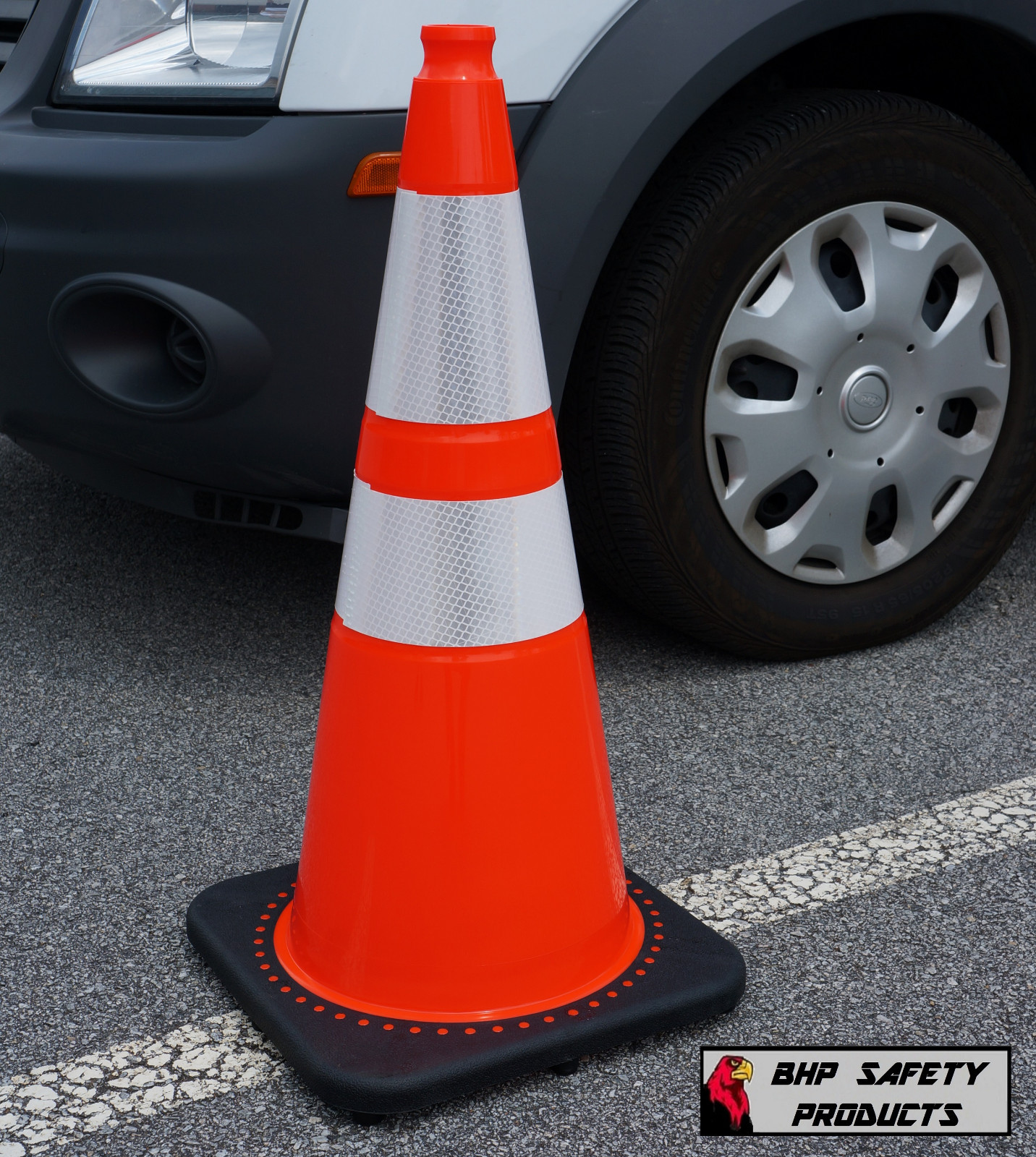 28″ INCH ORANGE SAFETY TRAFFIC CONE W/ 3M REFLECTIVE COLLARS JBC REVOLUTION