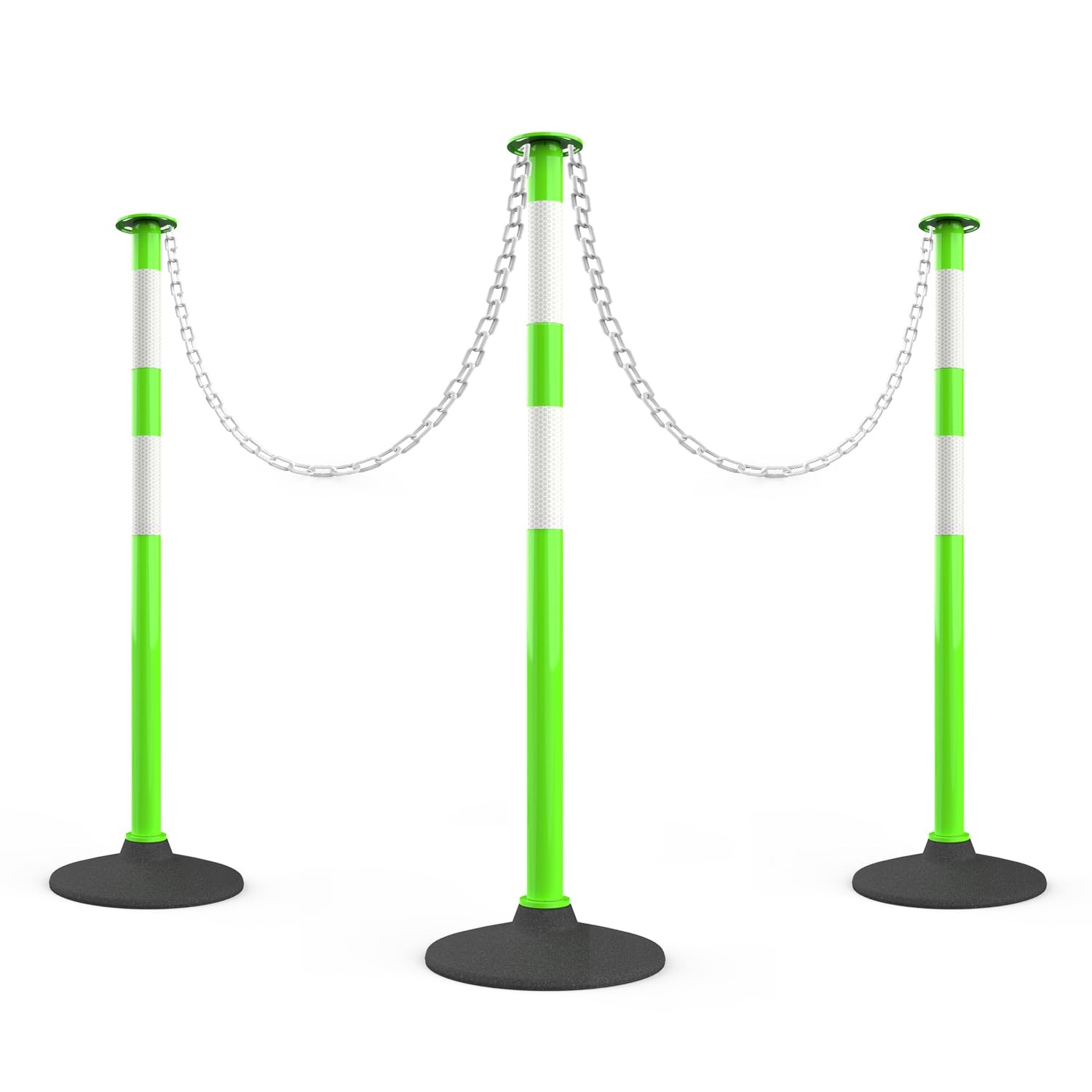 3 Pack Traffic Delineator Post with Weighted Rubber Base, Portable Lime Green…