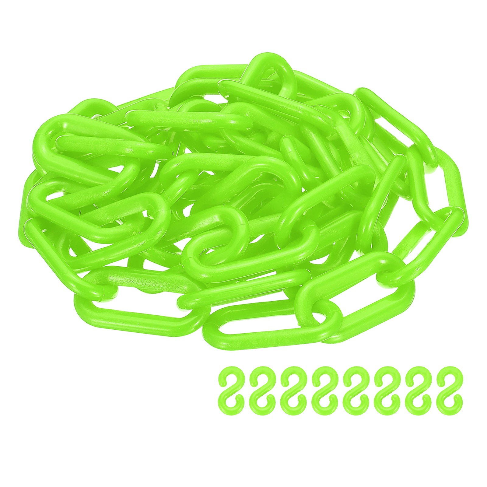 Barrier Chain, (32.8ft 0.7″ Dia., Green), Plastic Safety Chain Links W S Hooks
