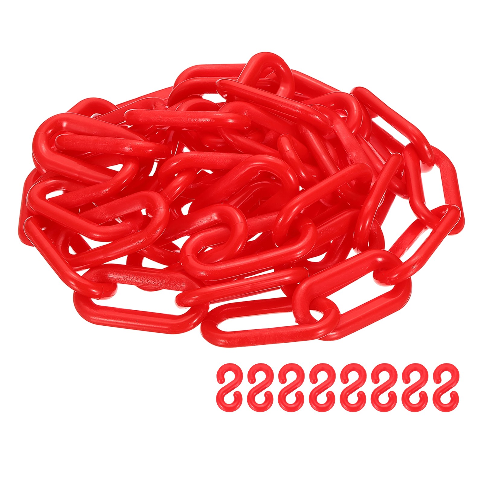 Barrier Chain, (32.8ft 0.7″ Dia., Red), Plastic Safety Chain Links W S Hooks