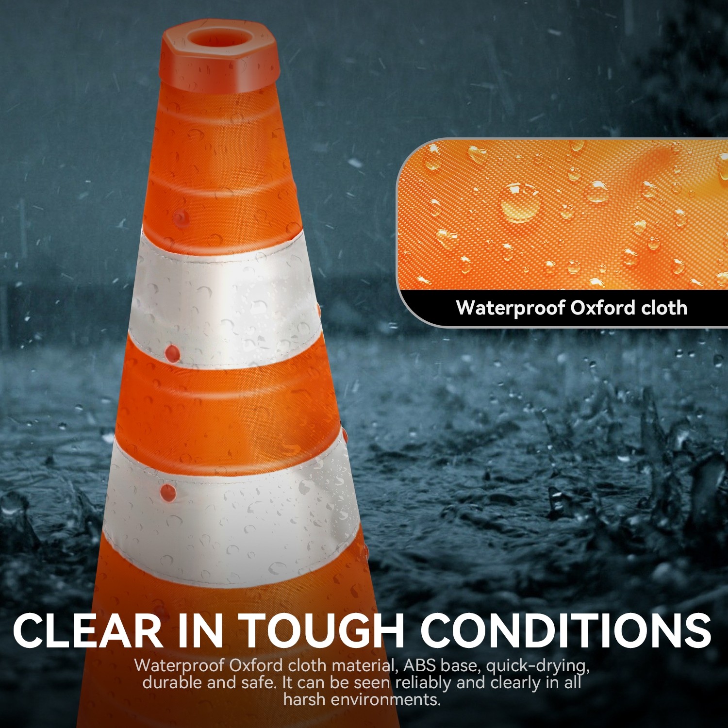 2Pcs 18″ Foldable Collapsible Traffic Safety Orange Cones with Heavy-Duty Base