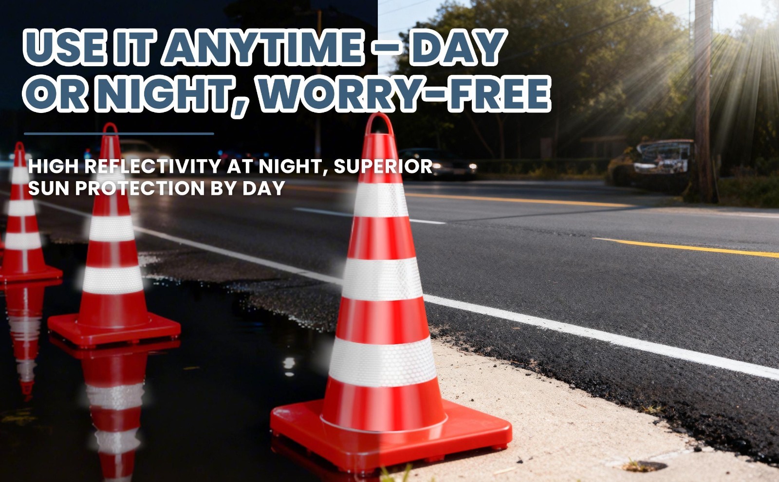 12 PACK 36″ Heavy Duty Traffic Cone Reflective Collars Safety Cones Road Cones