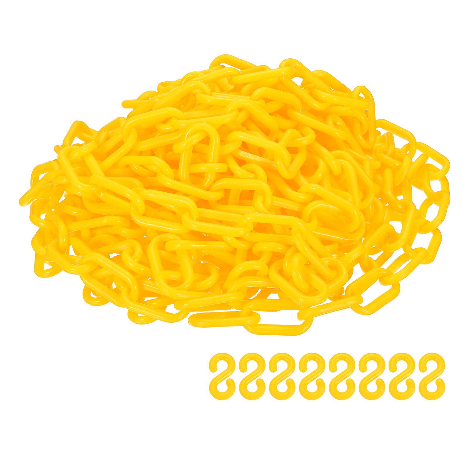 Barrier Chain, (32.8ft 0.7″ Dia., Yellow), Plastic Safety Chain Links W S Hooks