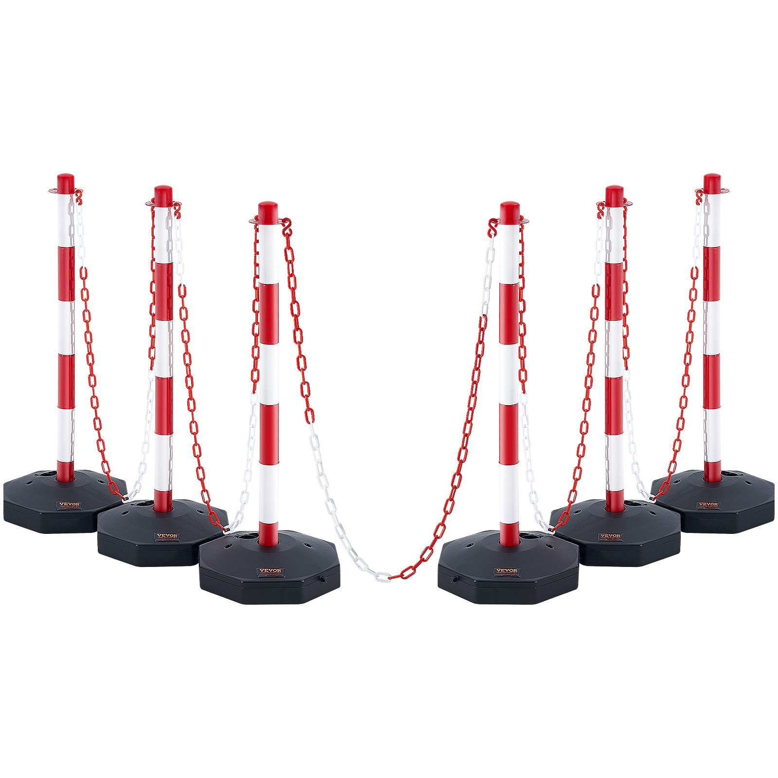 VEVOR 6PCs Traffic Delineator Post Cones with Fillable Base 6.6 FT Chain