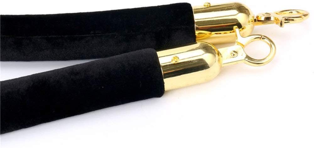 Black Velvet Stanchion Rope Crowd Control Rope Barrier with Gold Color Plated