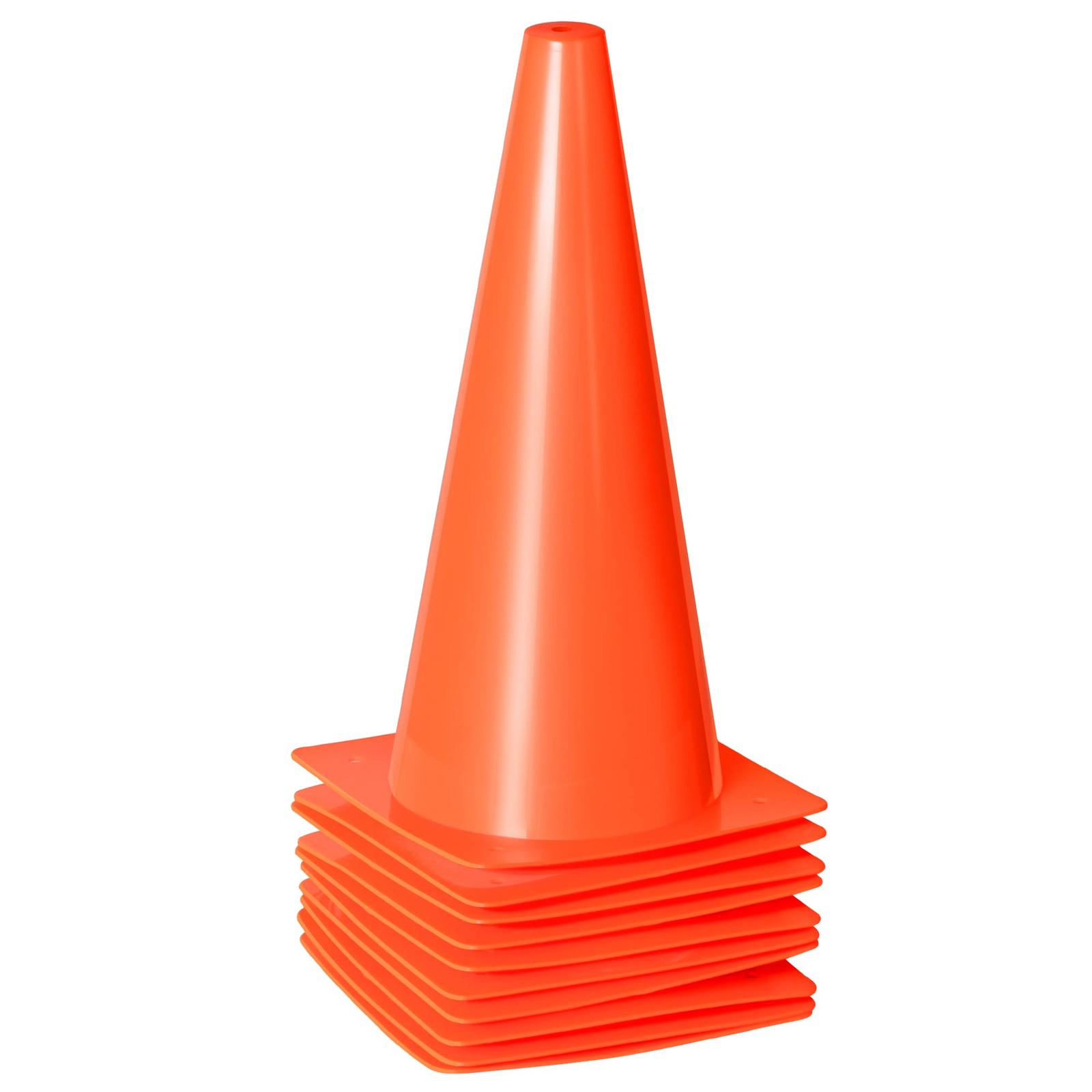 12 Inch Traffic Training Sports Cones, [10 Pack] Orange Safety Cones, Soccer Bas