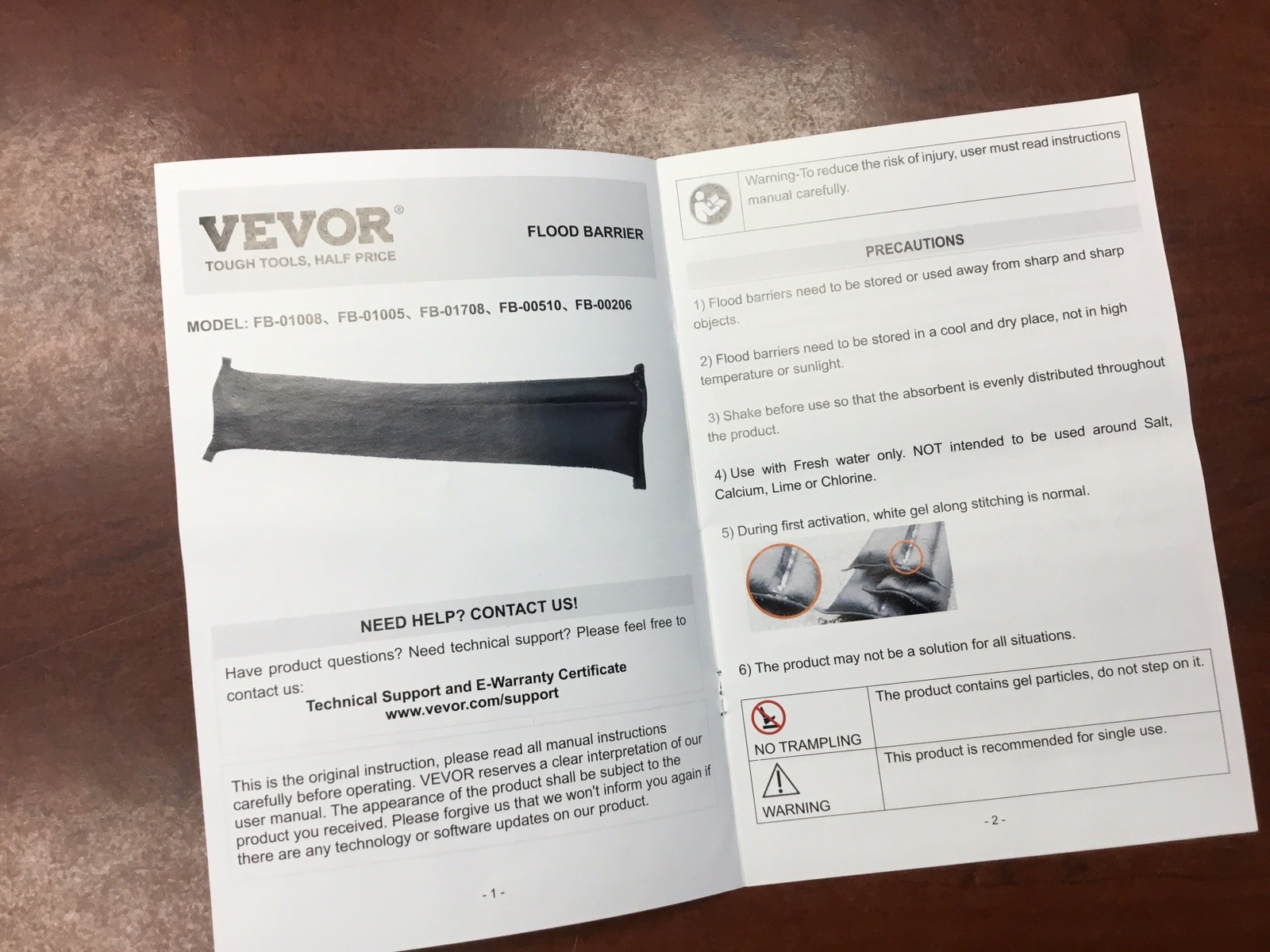 VEVOR Flood Barrier Water Activated Dam Bag Approx 16 Feet x 6 Inch FREE SHIP