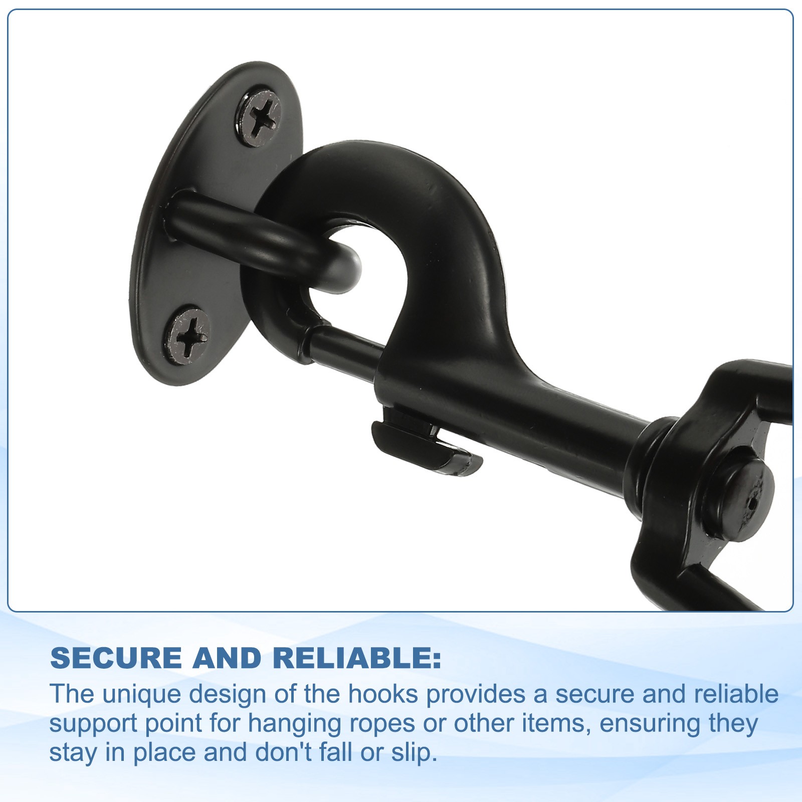 2Pcs Stainless Steel Ceiling Hooks, Oval Pad Eyes Plate Black