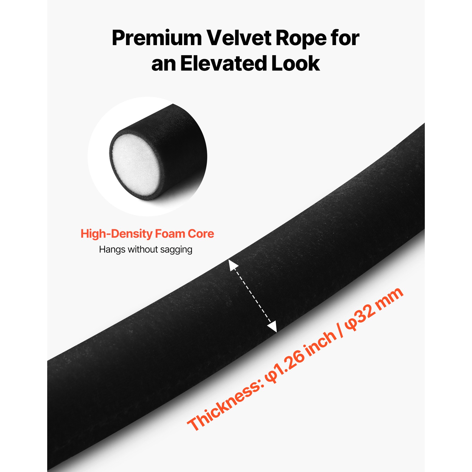 Uimoso 4 Pcs Black Velvet Barrier Ropes 5 ft with Gold Hooks for Stanchion Posts