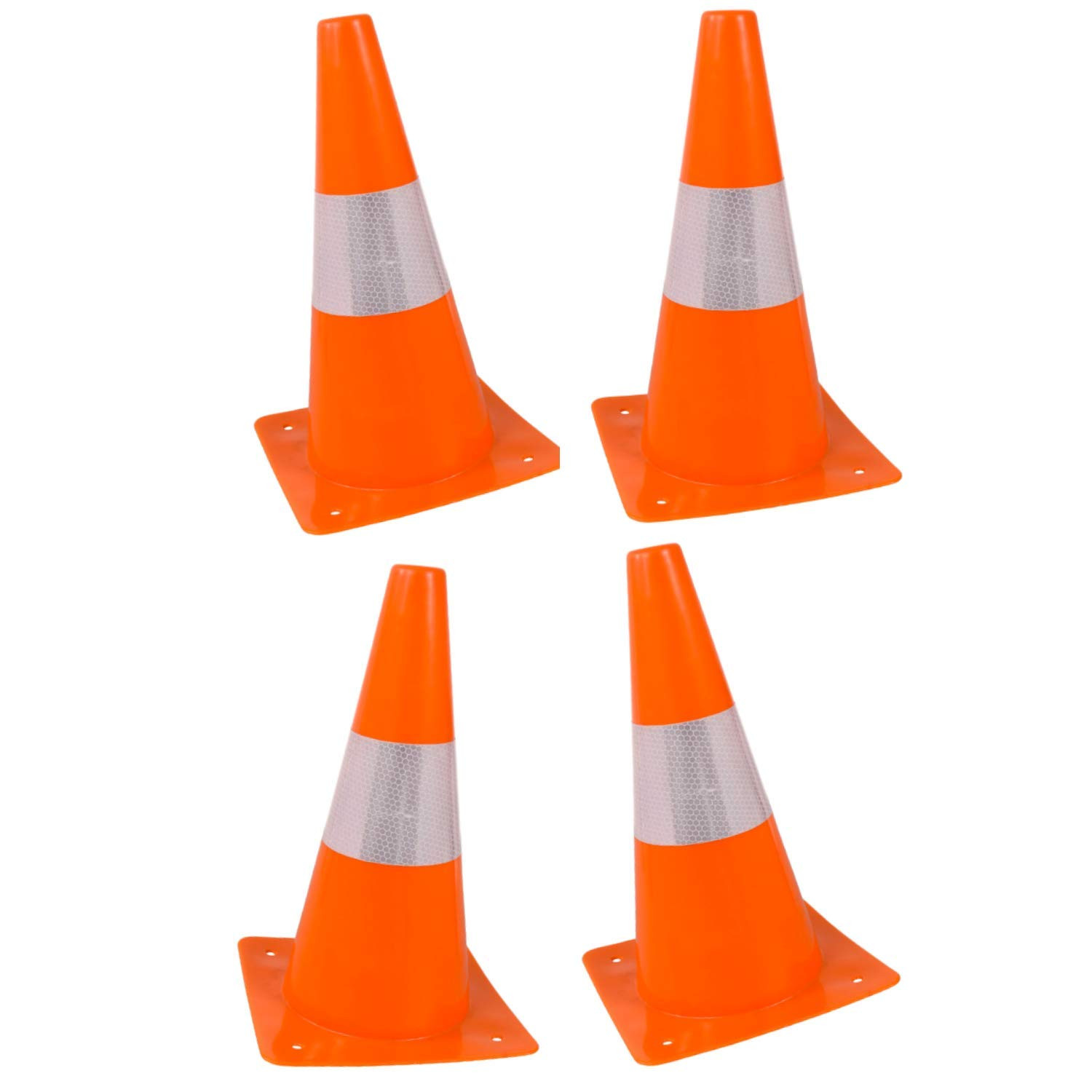 Orange Safety Cones – Hazard Cones (4Pc) 12″ Hardware Plastic Safety Cone with R