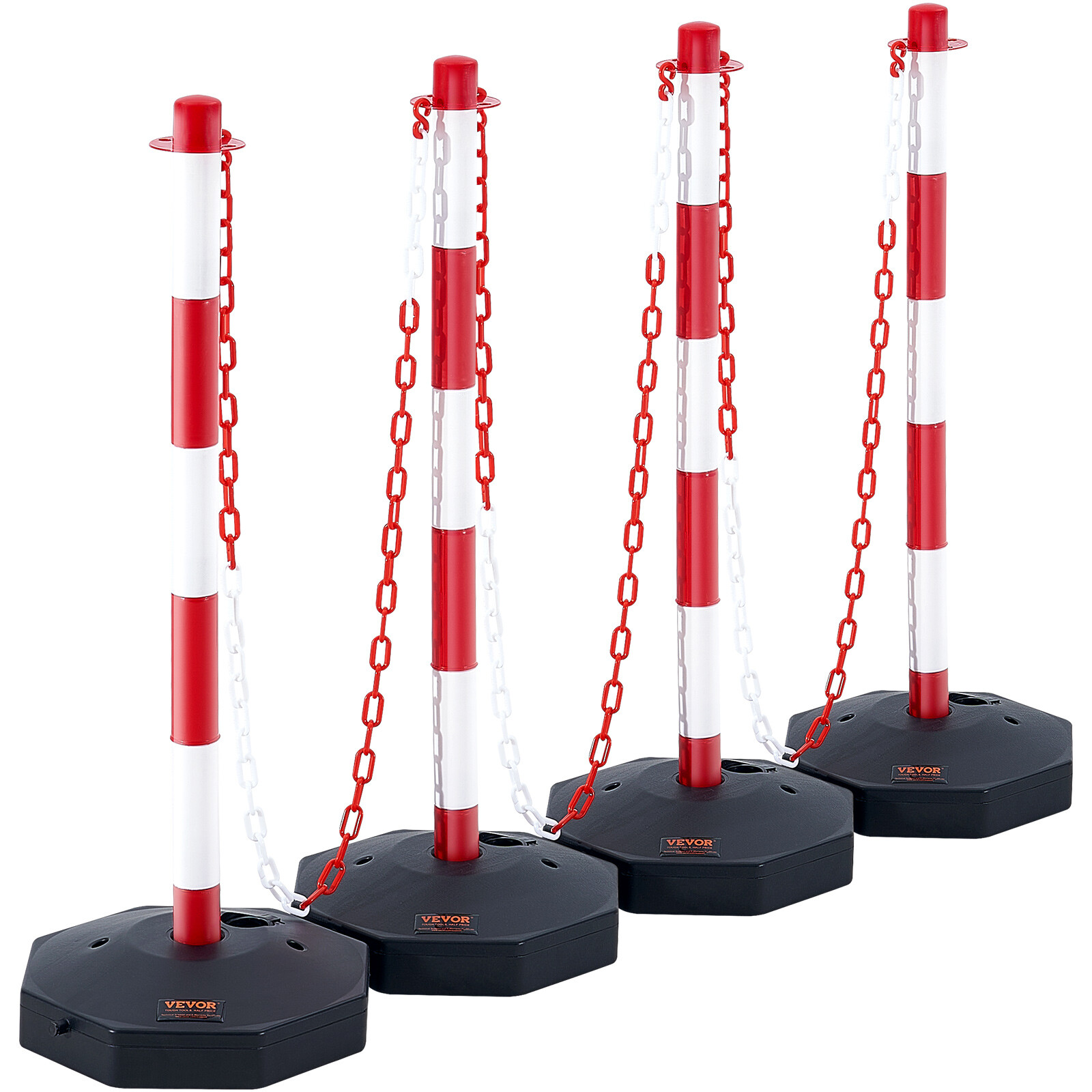 VEVOR 4PCs Traffic Delineator Post Cones with Fillable Base 8FT Chain Adjustable