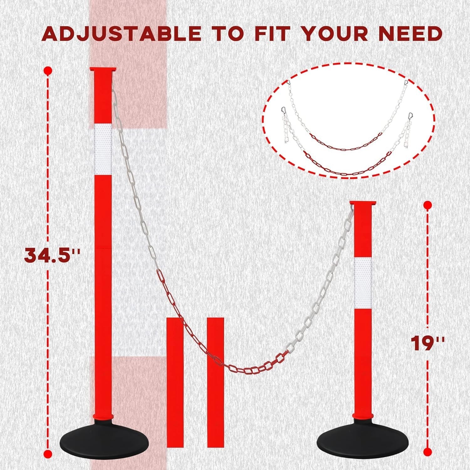 4 Pack Traffic Delineator Post Cones with Weighted Base & Reflective Collars,…