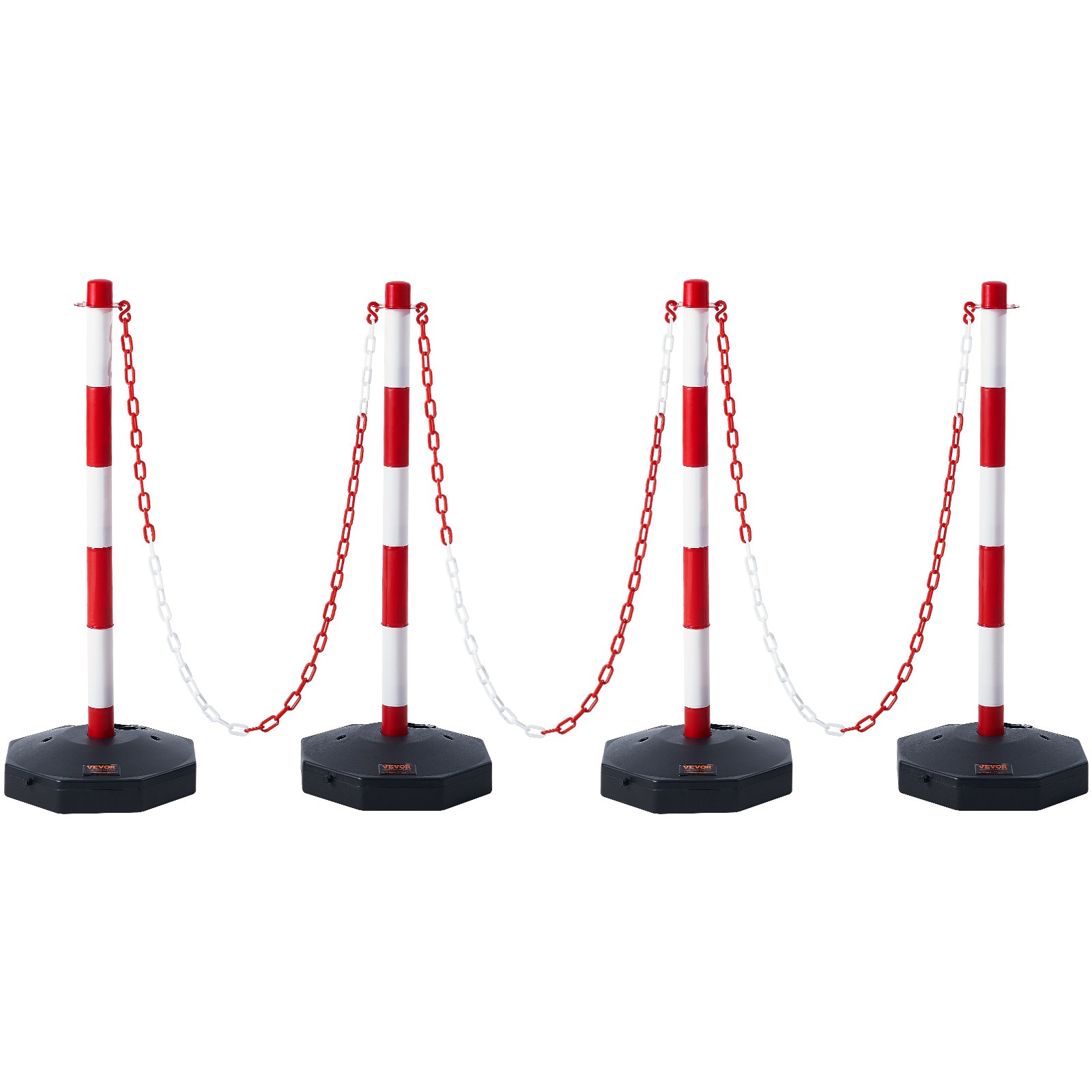 VEVOR 4PCs Traffic Delineator Post Cones with Fillable Base 8FT Chain Adjustable