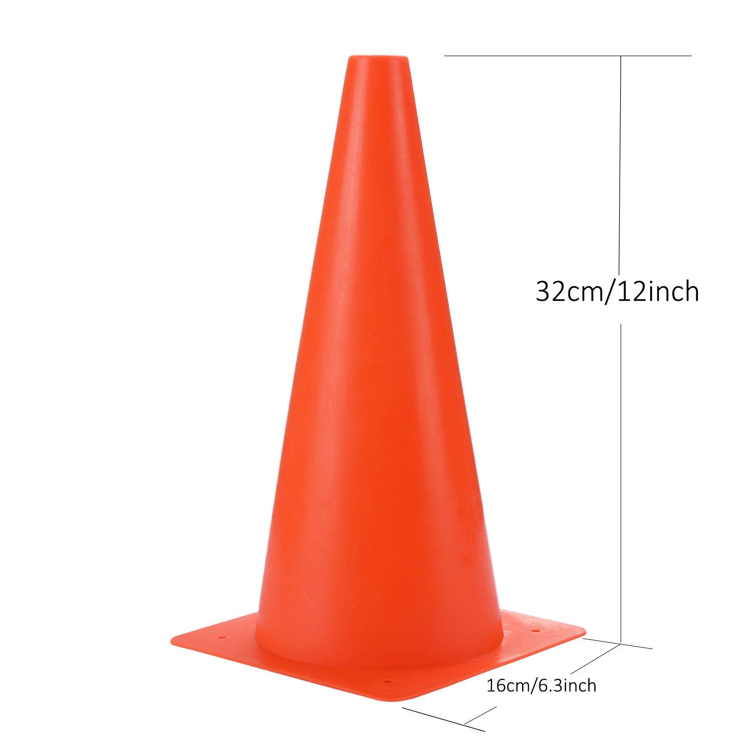 12 Inch Traffic Training Sports Cones, [10 Pack] Orange Safety Cones, Soccer Bas