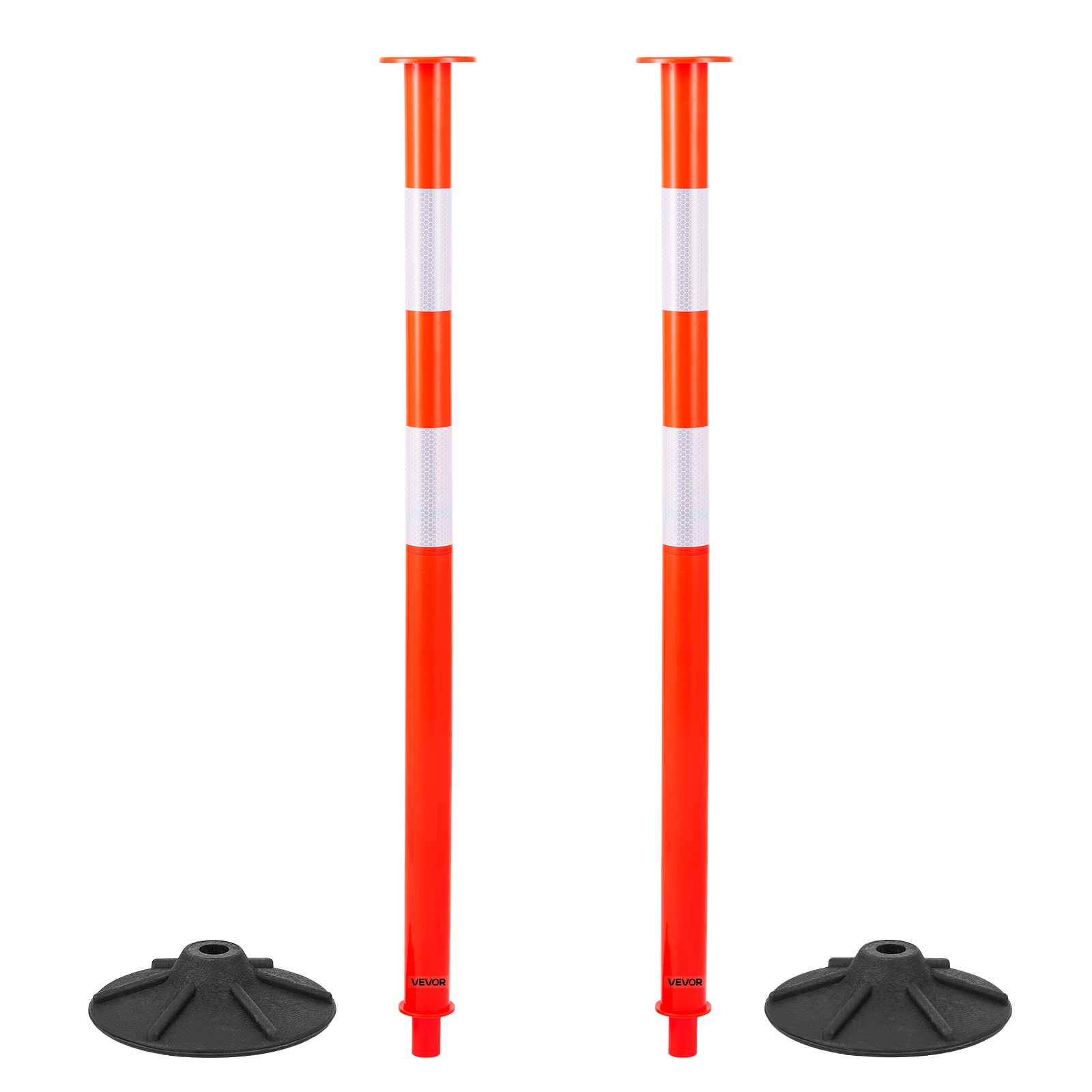 VEVOR 2 Packs Traffic Delineator Posts 34 in Safety Cones Weighted Base & Chains