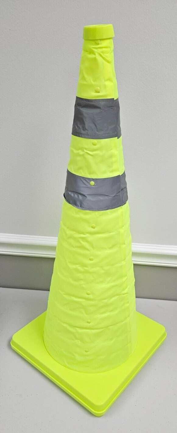 28 Inch Collapsible Foldable Safety Traffic Cone Lime Green Pop-Up Yellow 28″