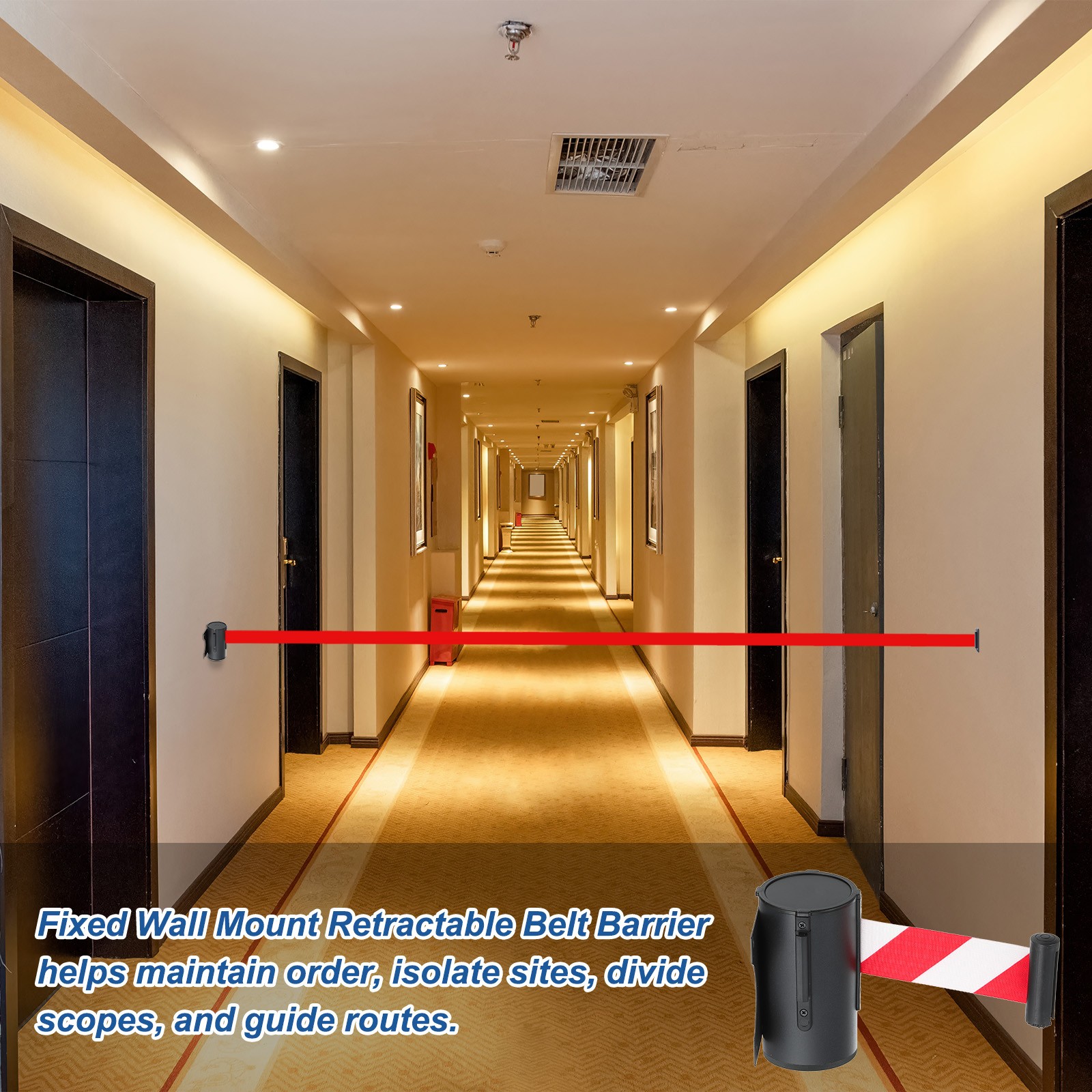 2 Pcs 16.4 ft Fixed Wall Mount Retractable Belt Barrier Black/Red/White
